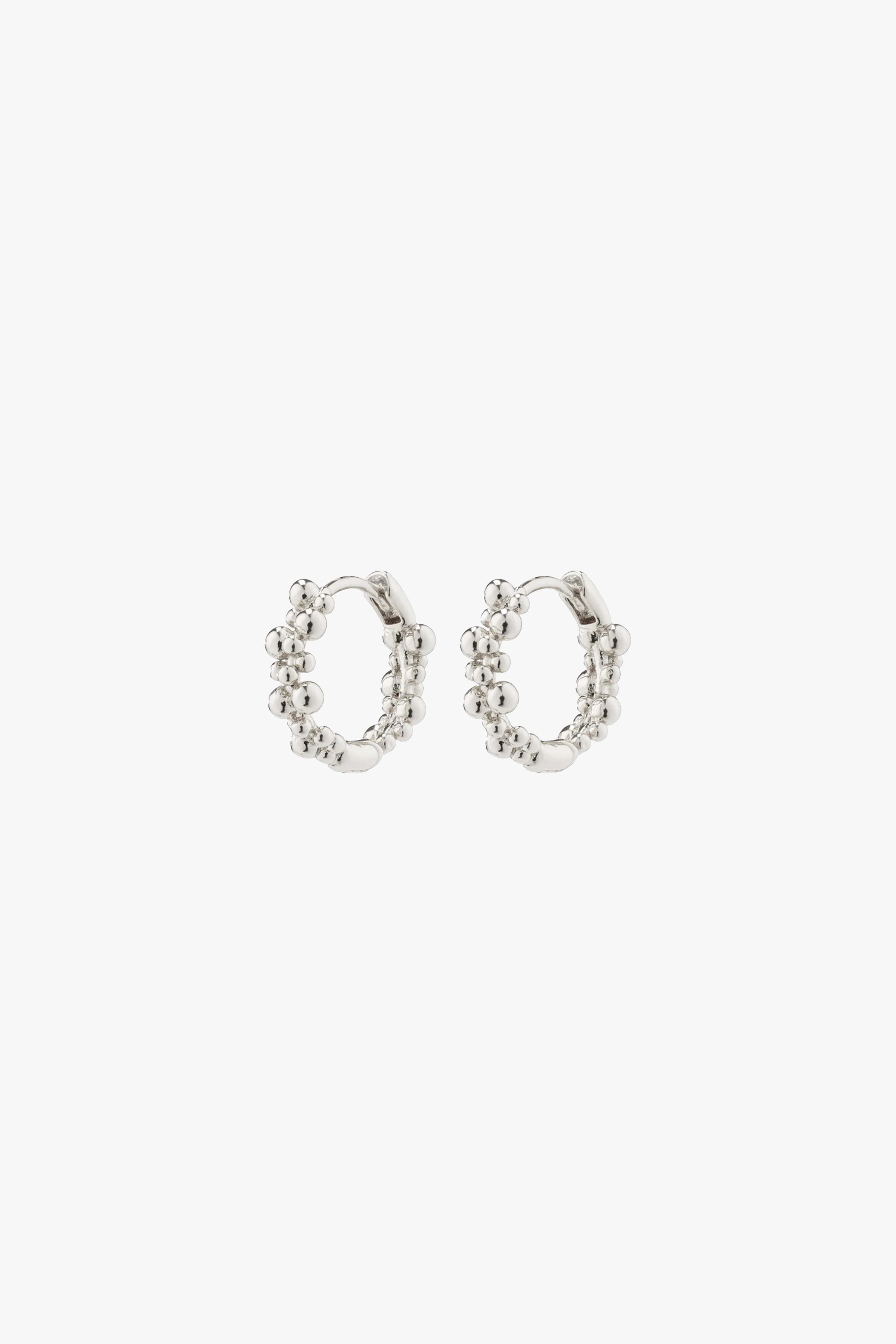Solidarity Recycled Small Bubbles Hoop Earrings Silver - Image 2