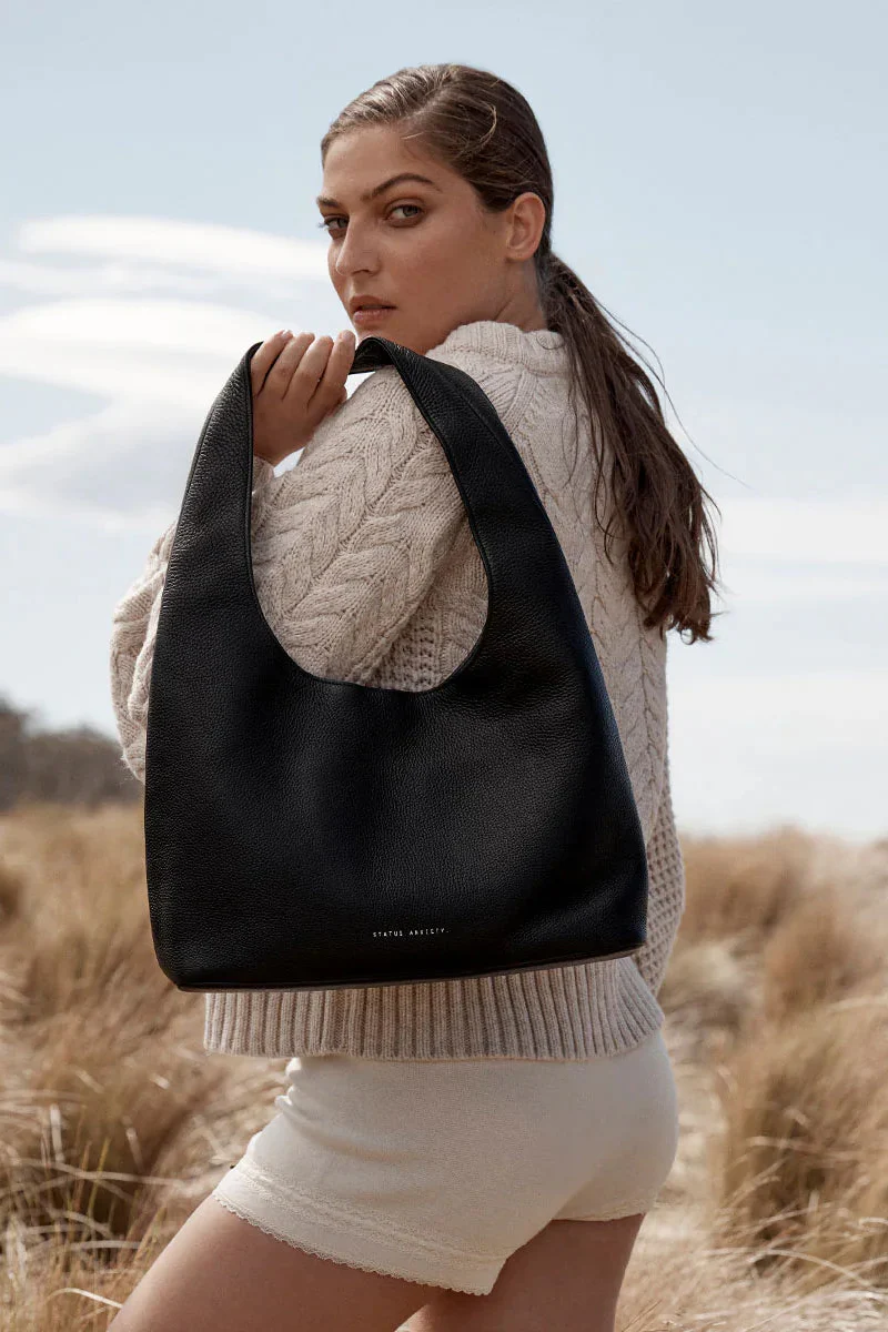 Solstice Black Large Slouch Shoulder Bag - Image 2