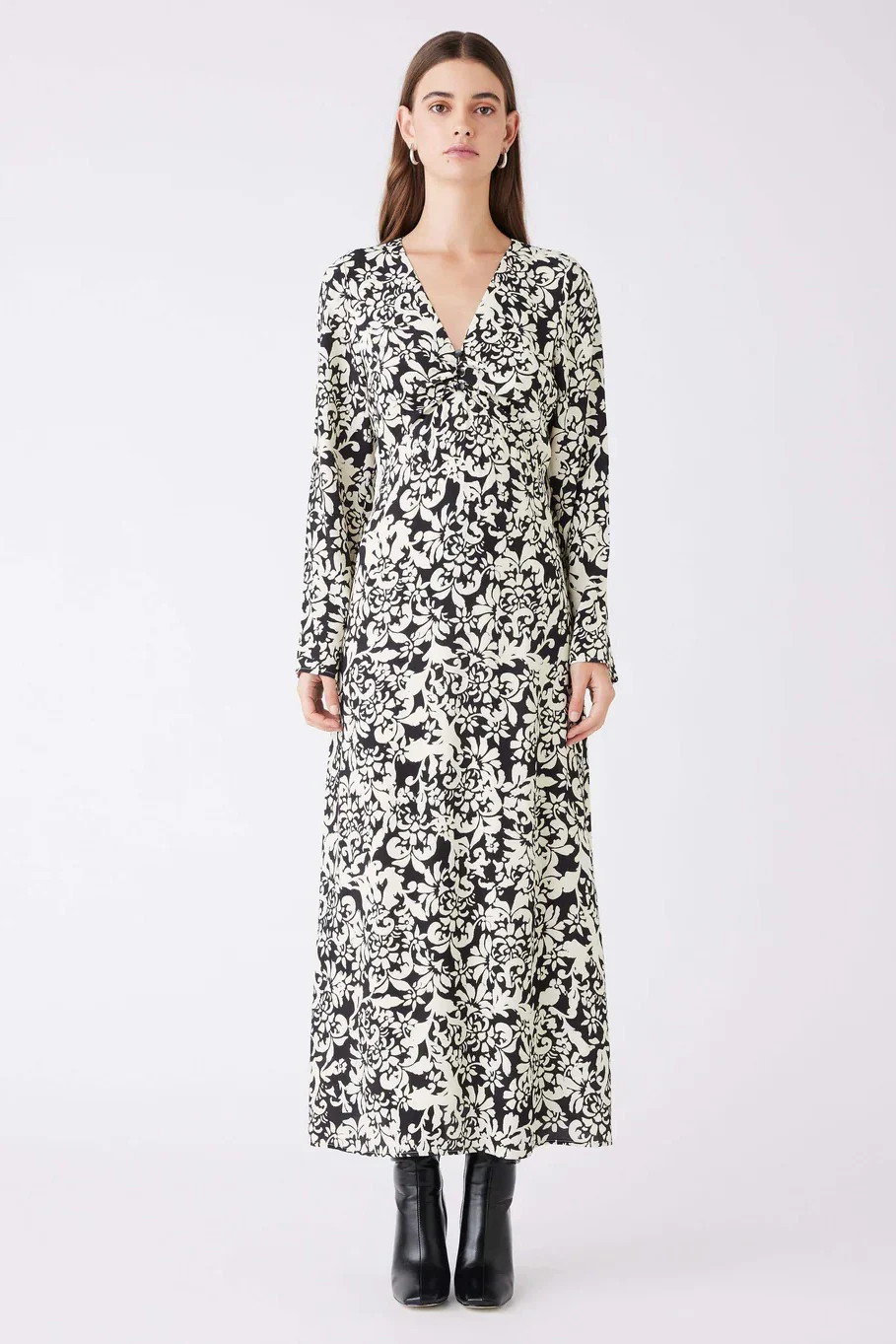 Songbird Black Floral Midi Dress - Image 2