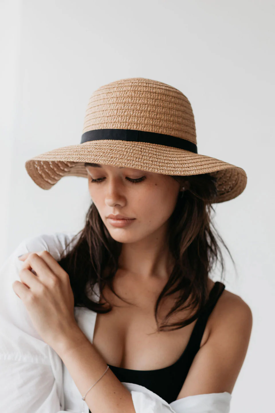 So Shady Woven Natural Hat with Black Ribbon