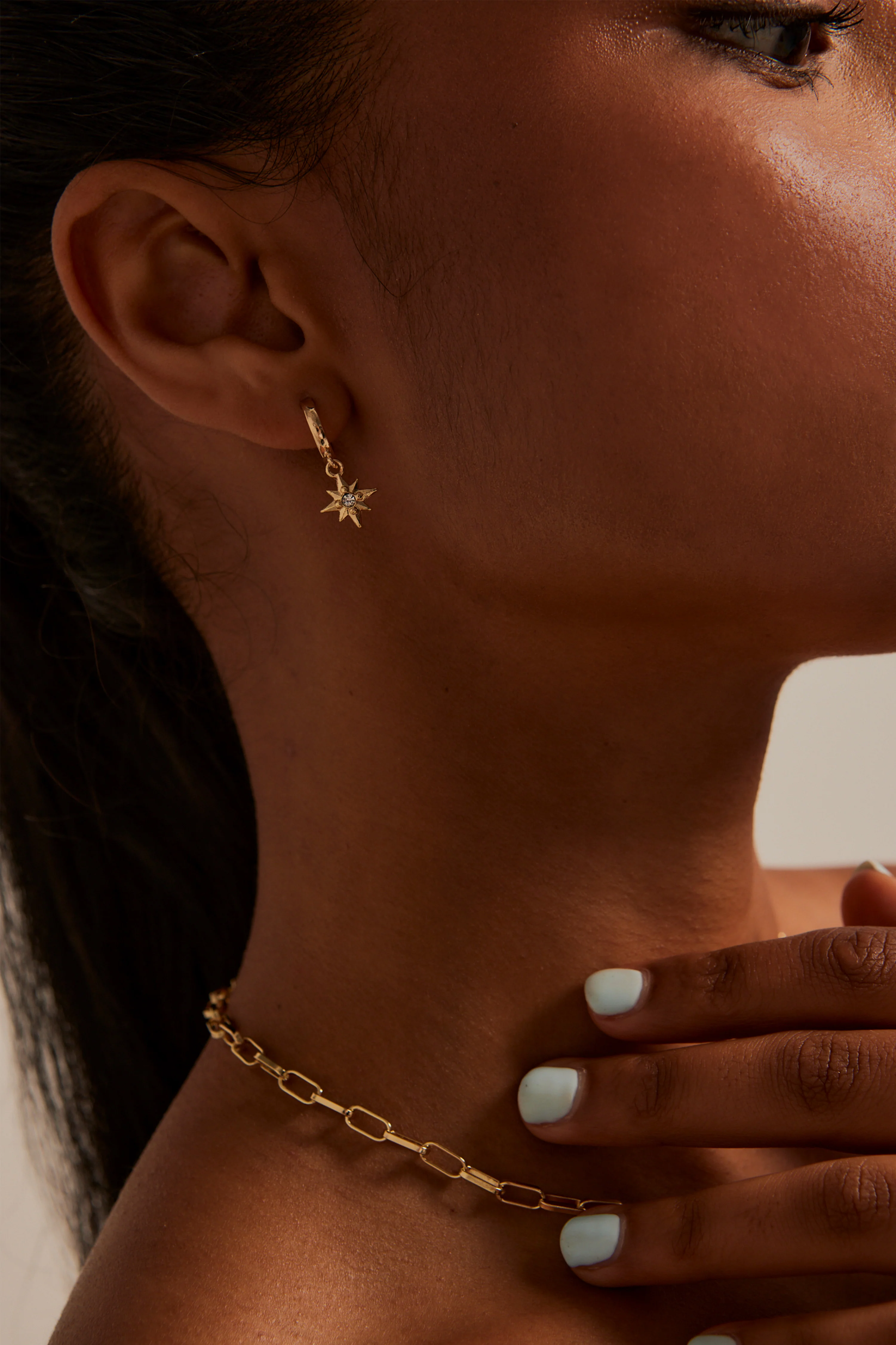 Stardust Pendant Gold Huggie Earrings - Image 3