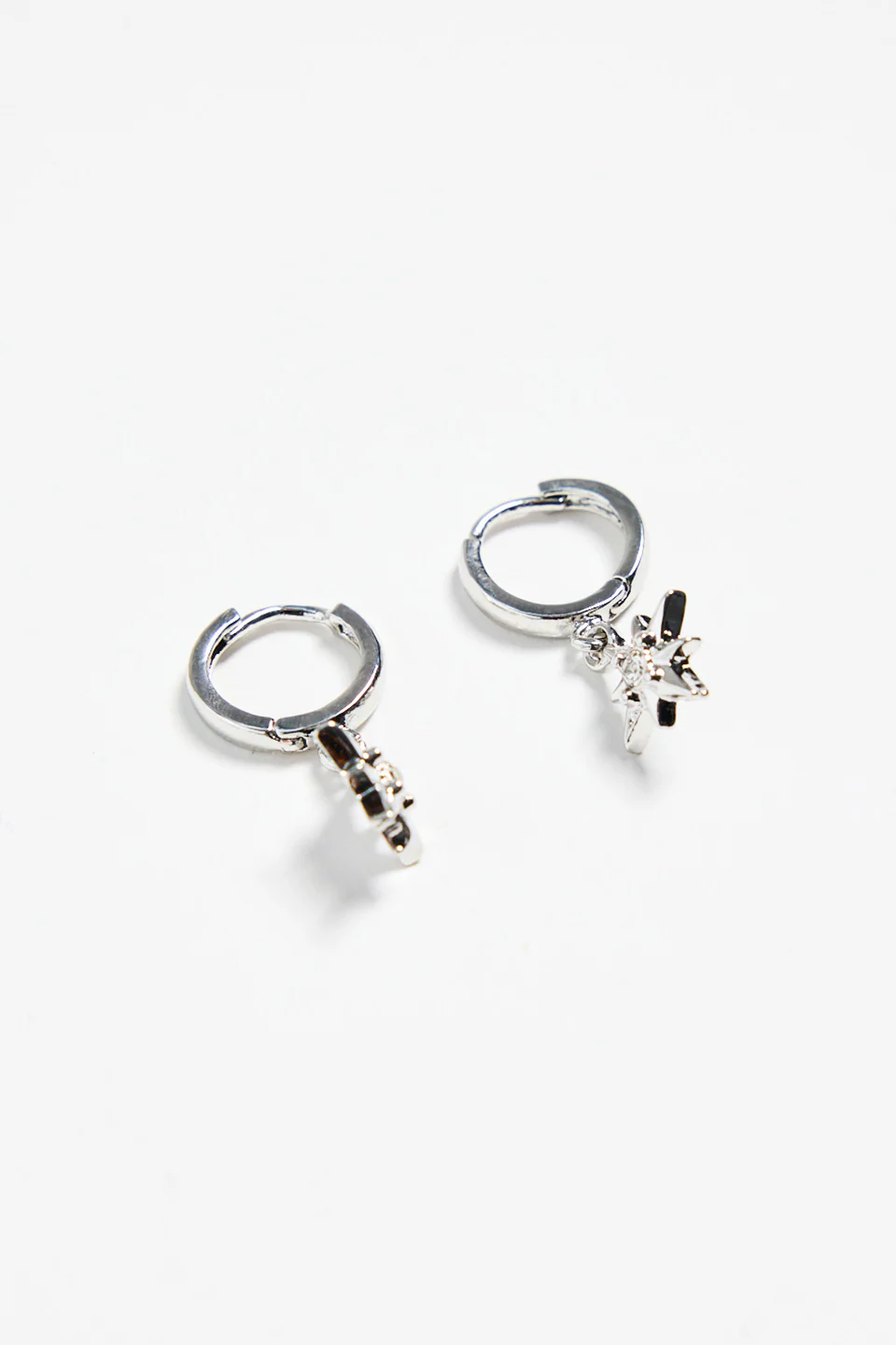 Stardust Pendant Rhodium Huggie Earrings - Image 3