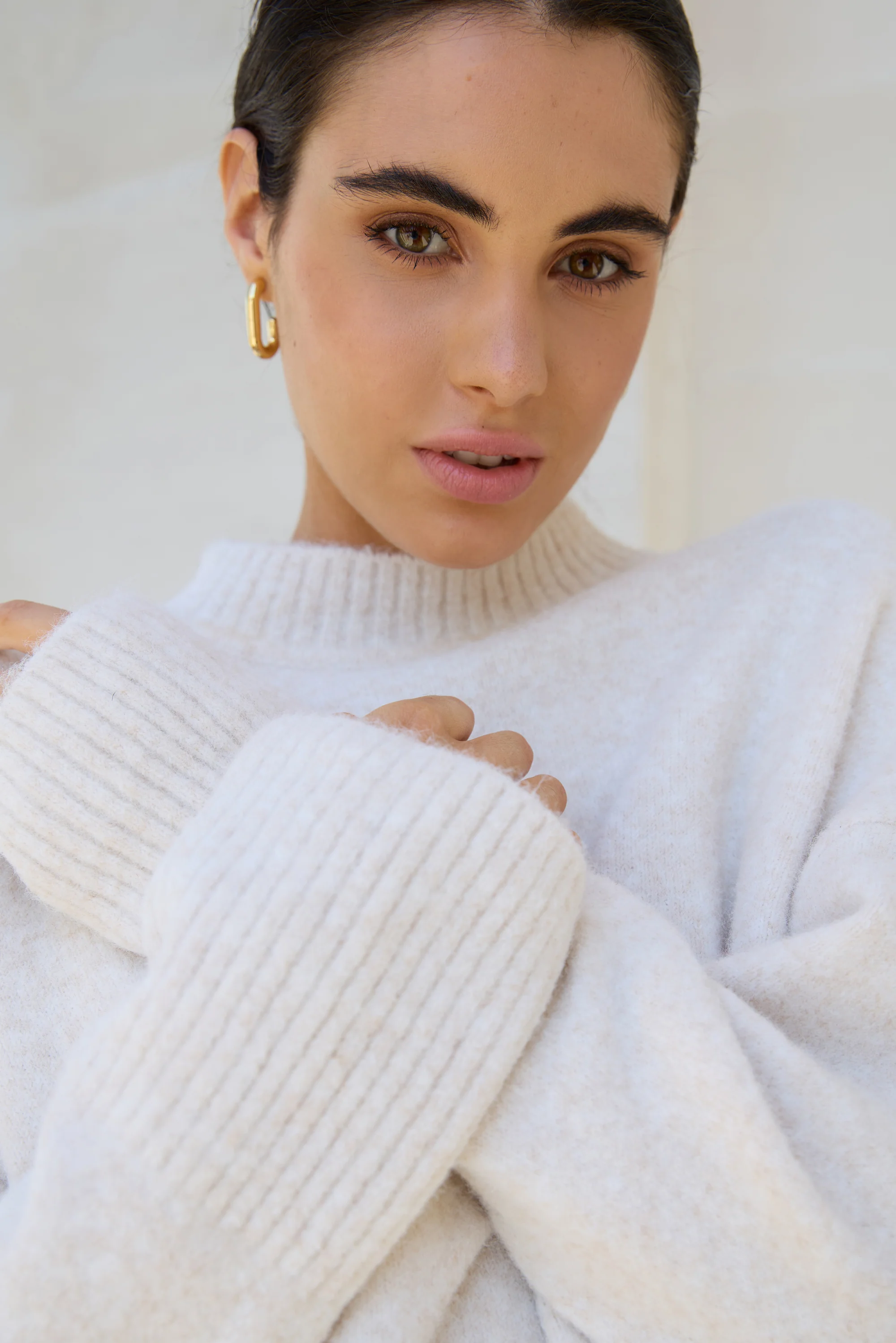 Station Oat Marle Funnel Neck Knit Jumper - Image 3