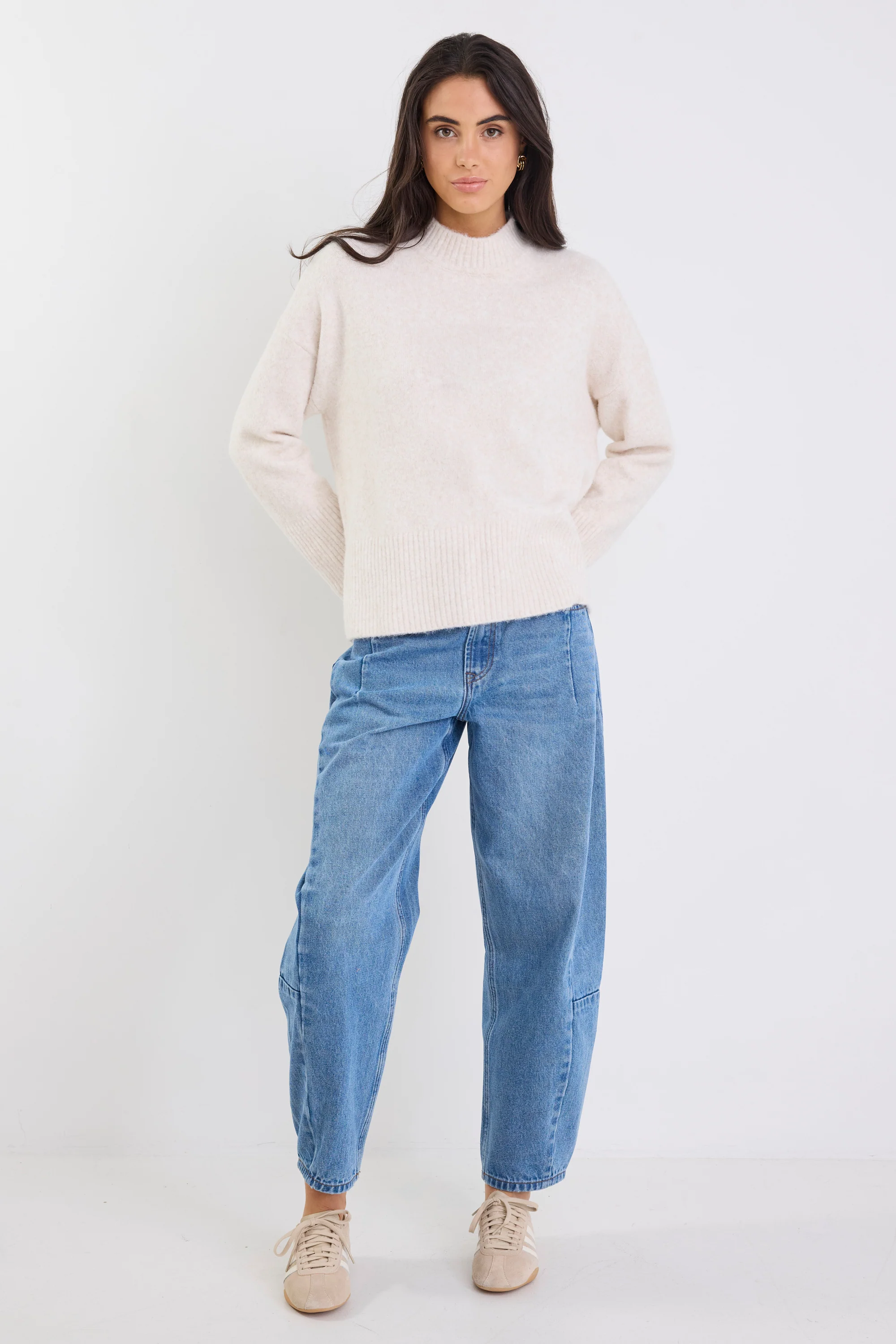 Station Oat Marle Funnel Neck Knit Jumper - Image 5