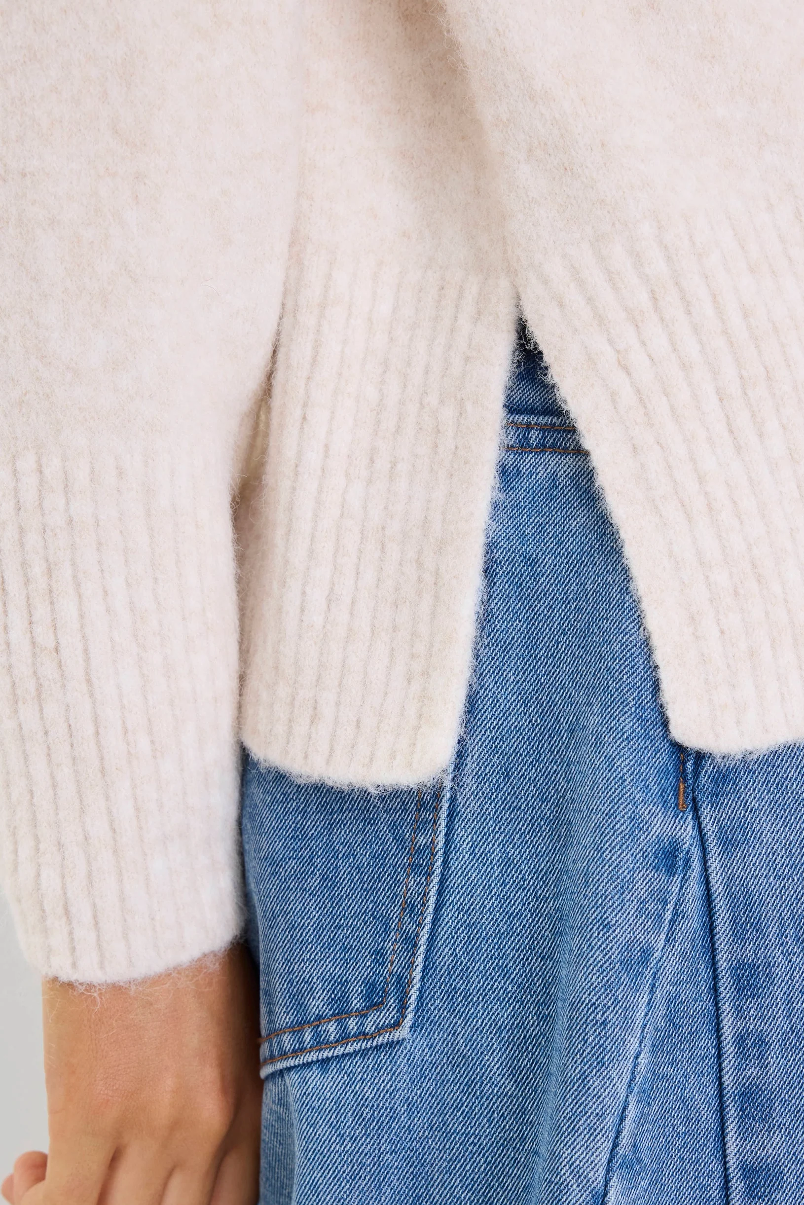 Station Oat Marle Funnel Neck Knit Jumper - Image 6
