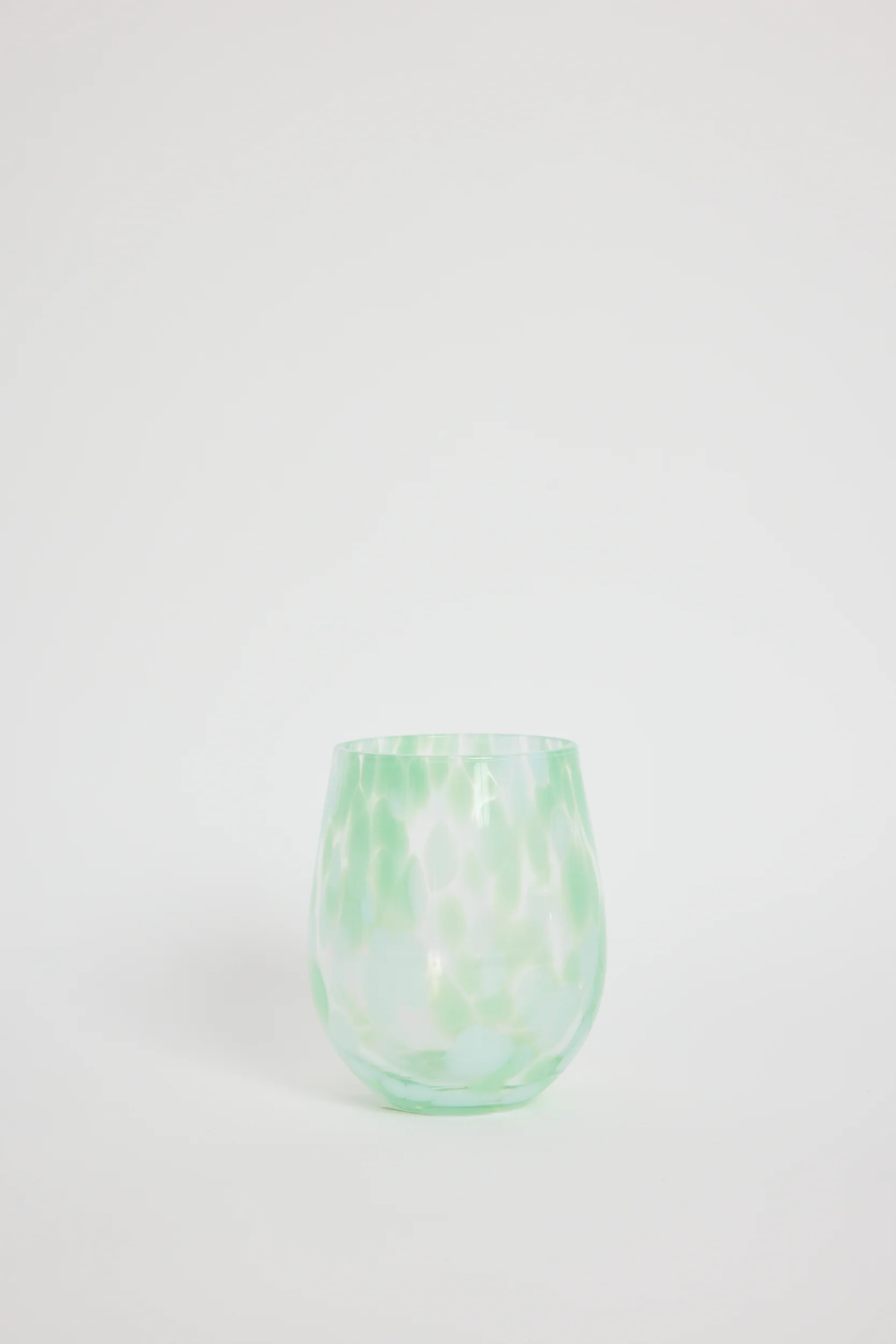 Stemless Green Aqua Splatter Wine Glass
