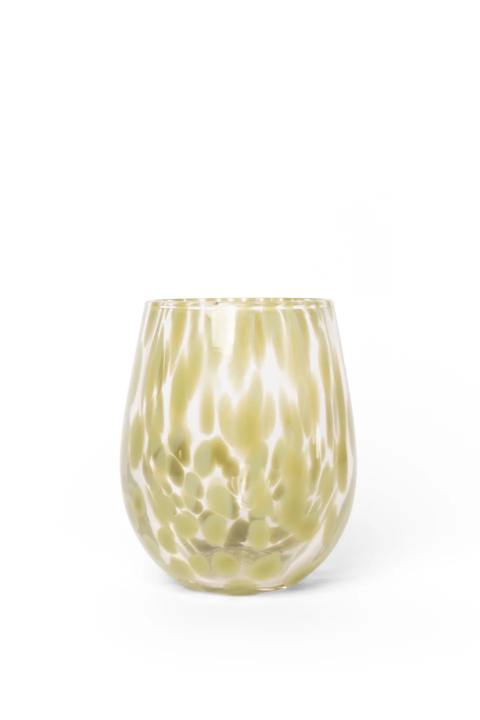 Stemless Olive Splatter Wine Glass