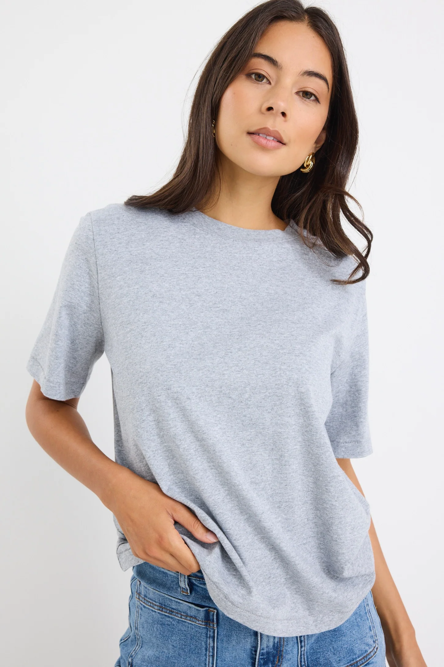 Street Grey Marle Crew Neck Short Sleeved Boxy Tee