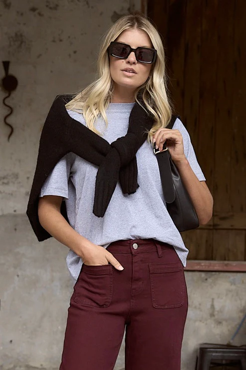 Street Grey Marle Crew Neck Short Sleeved Boxy Tee - Image 2
