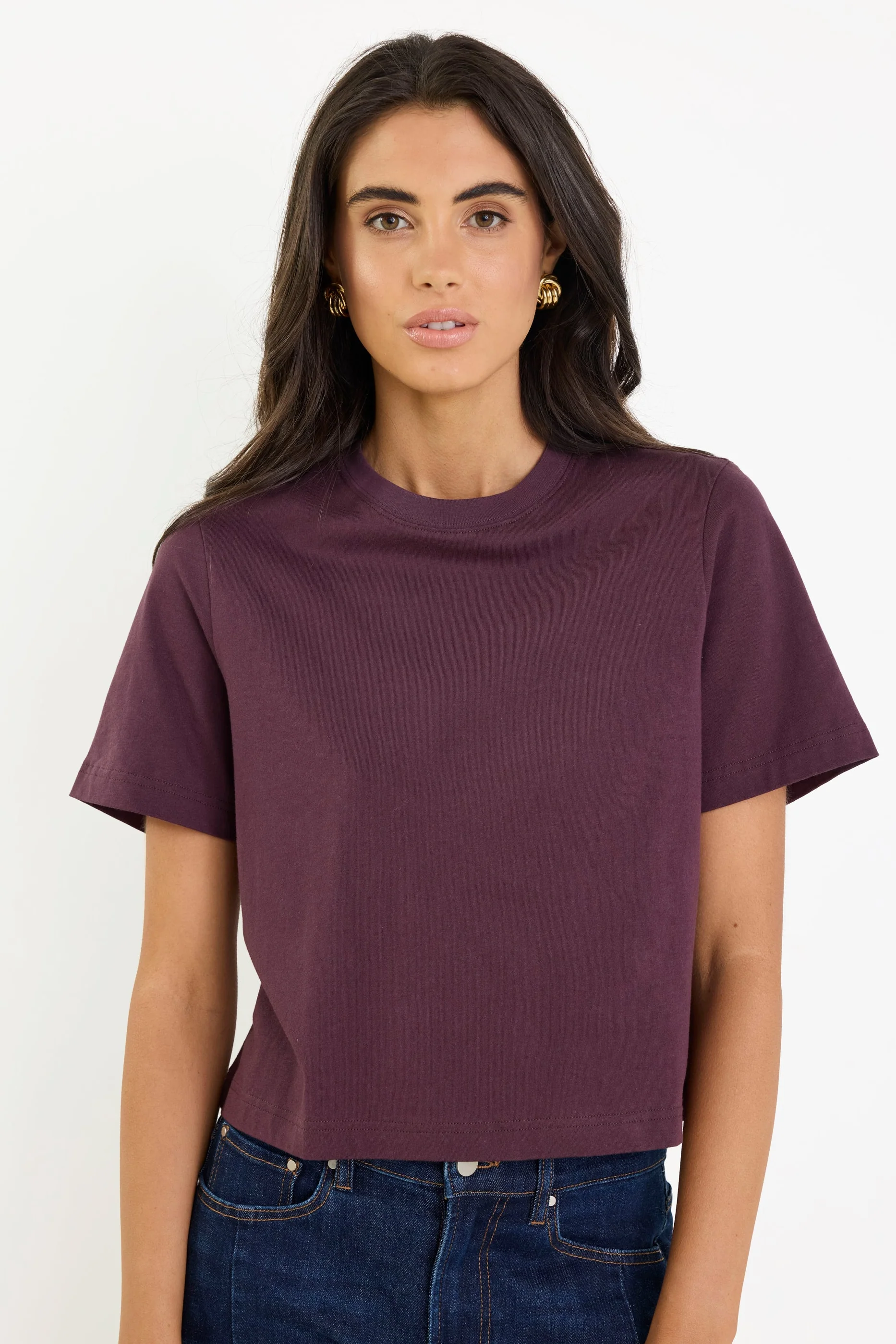 Suburb Eggplant Boxy Crop Tee - Image 3