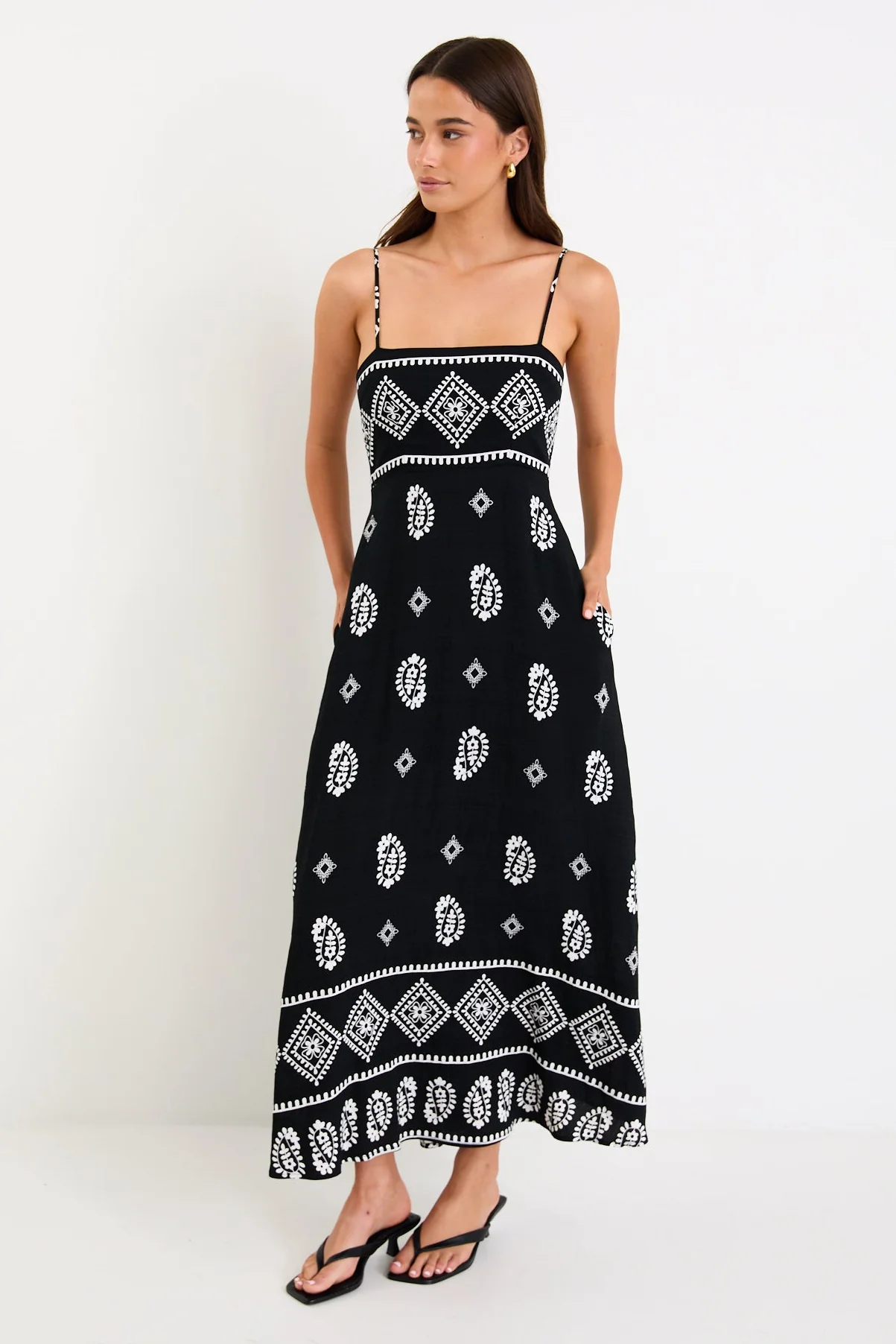Sundeck Black Border Print Strappy Maxi Dress - Image 2
