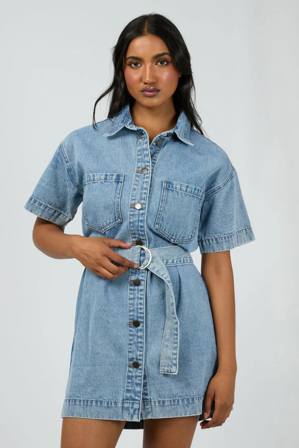 Sunny Light Blue SS Denim Mini Dress - Image 2