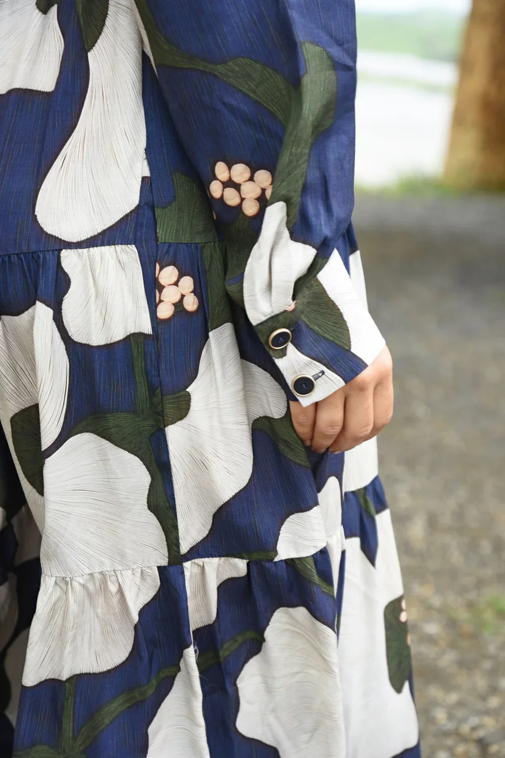 Sun & The Swoon Navy Floral Print LS Maxi Dress - Image 3