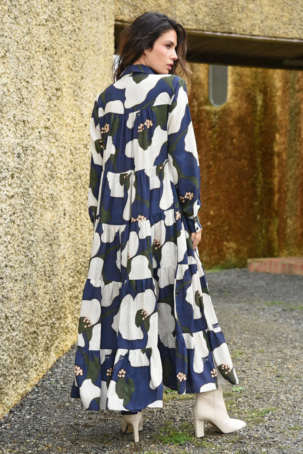 Sun & The Swoon Navy Floral Print LS Maxi Dress - Image 4