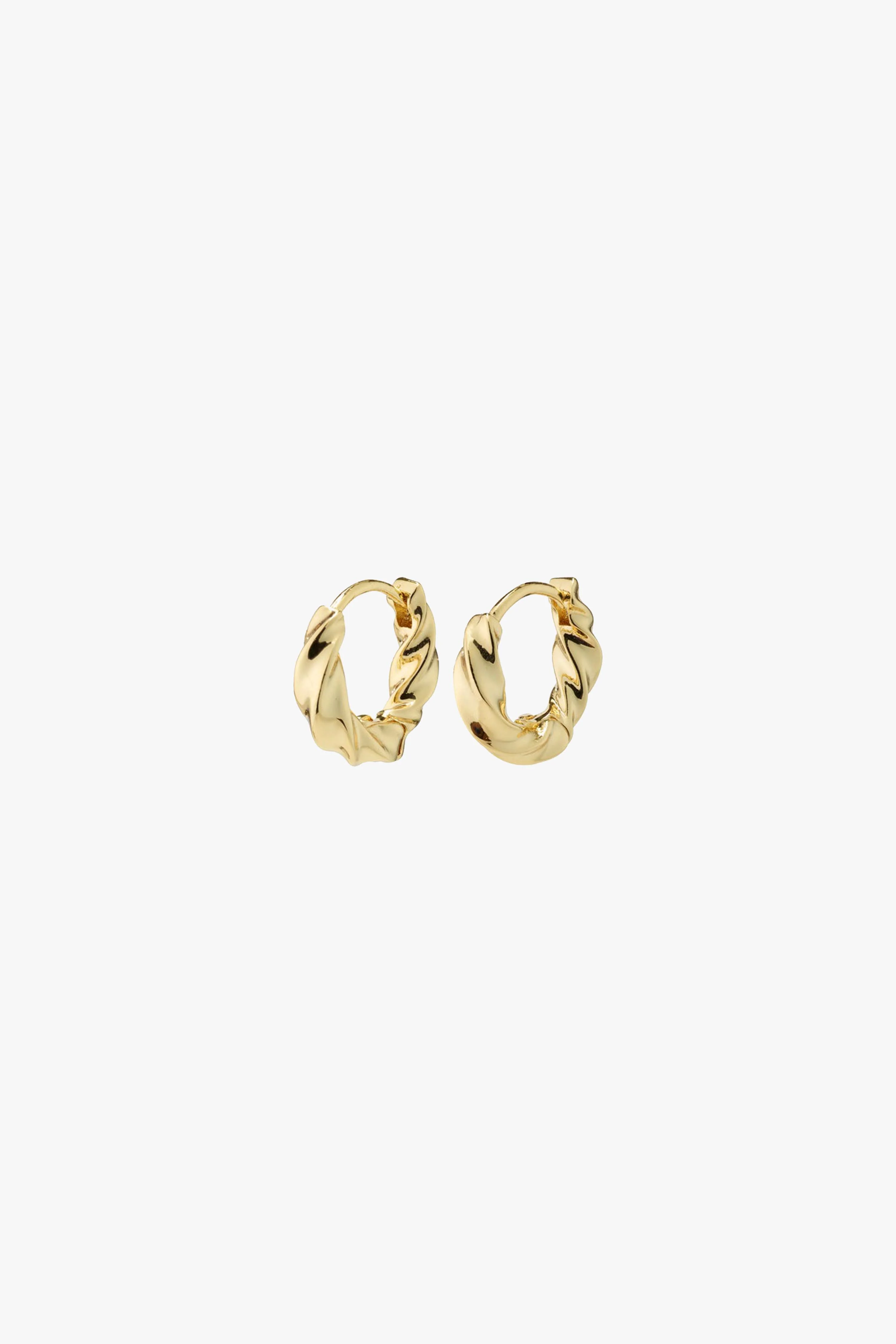 Taffy Recycled Small Swirl Hoop Earrings Gold - Image 2