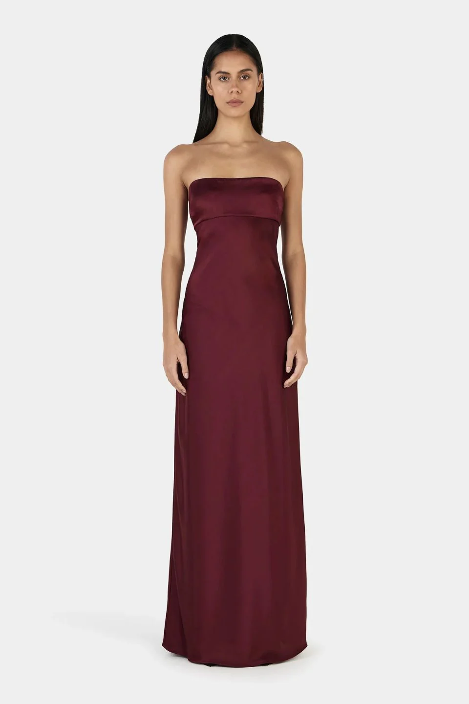 Talulah Burgundy Satin Strappy Maxi Dress - Image 2