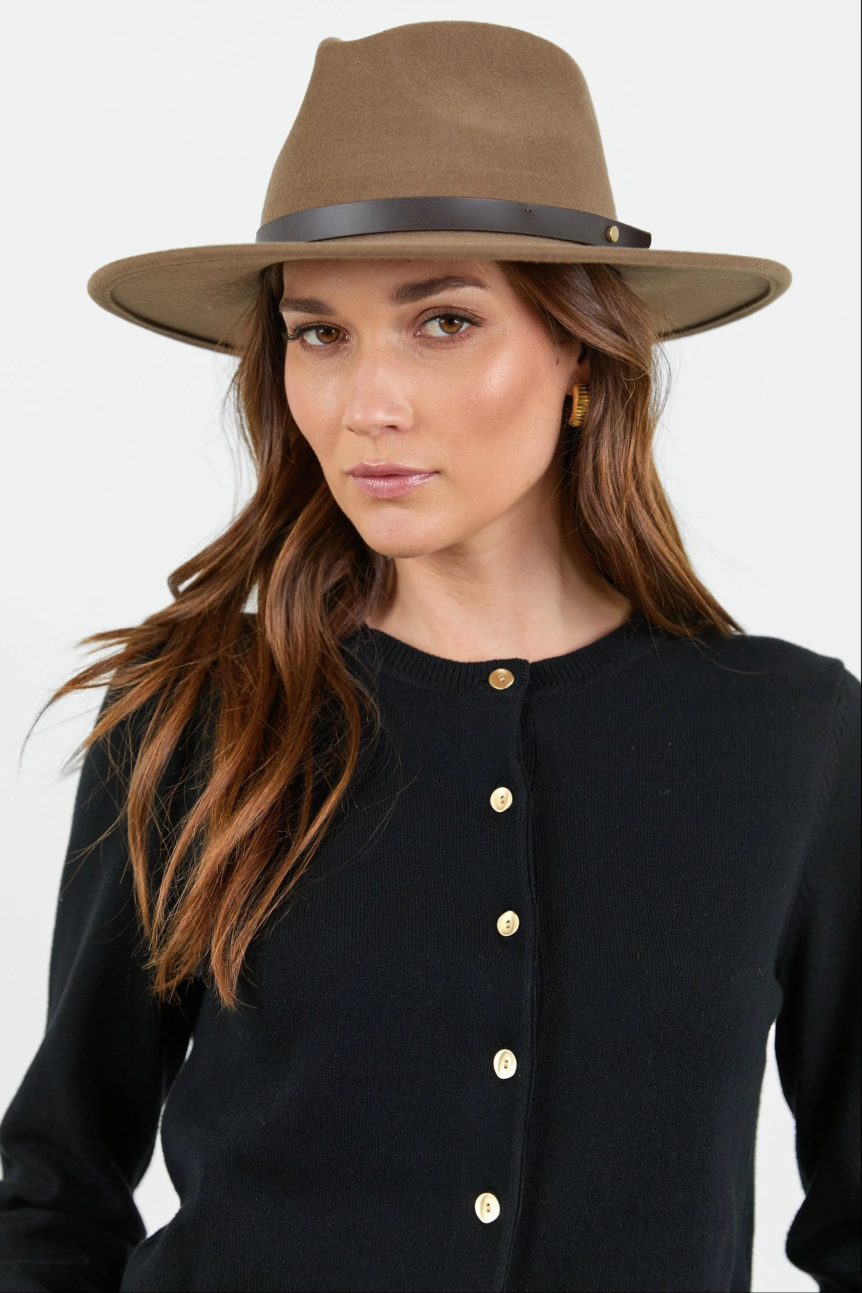 Tanner Dark Taupe Mid Brim Panama Adjustable Wool Hat