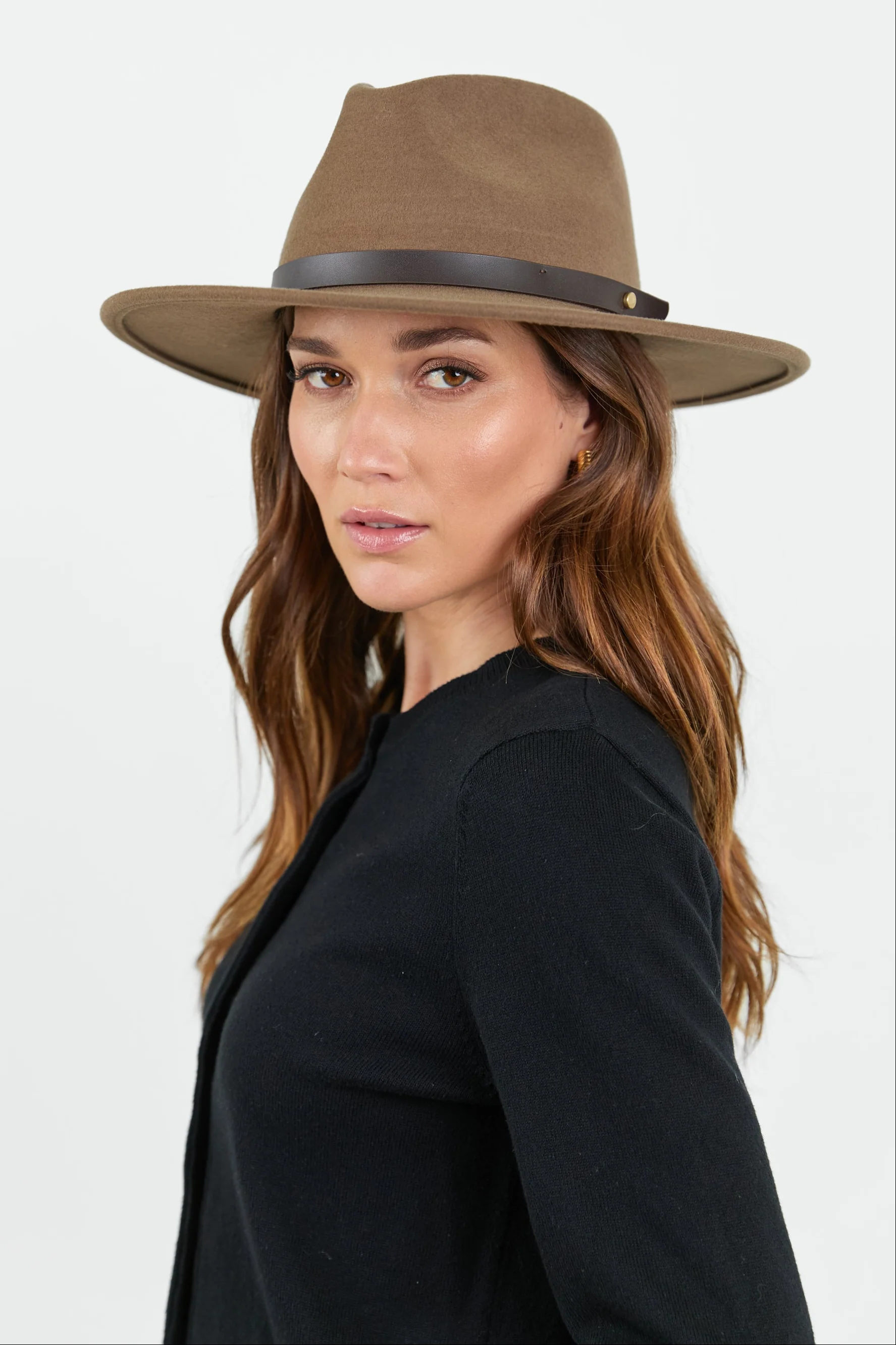 Tanner Dark Taupe Mid Brim Panama Adjustable Wool Hat - Image 3
