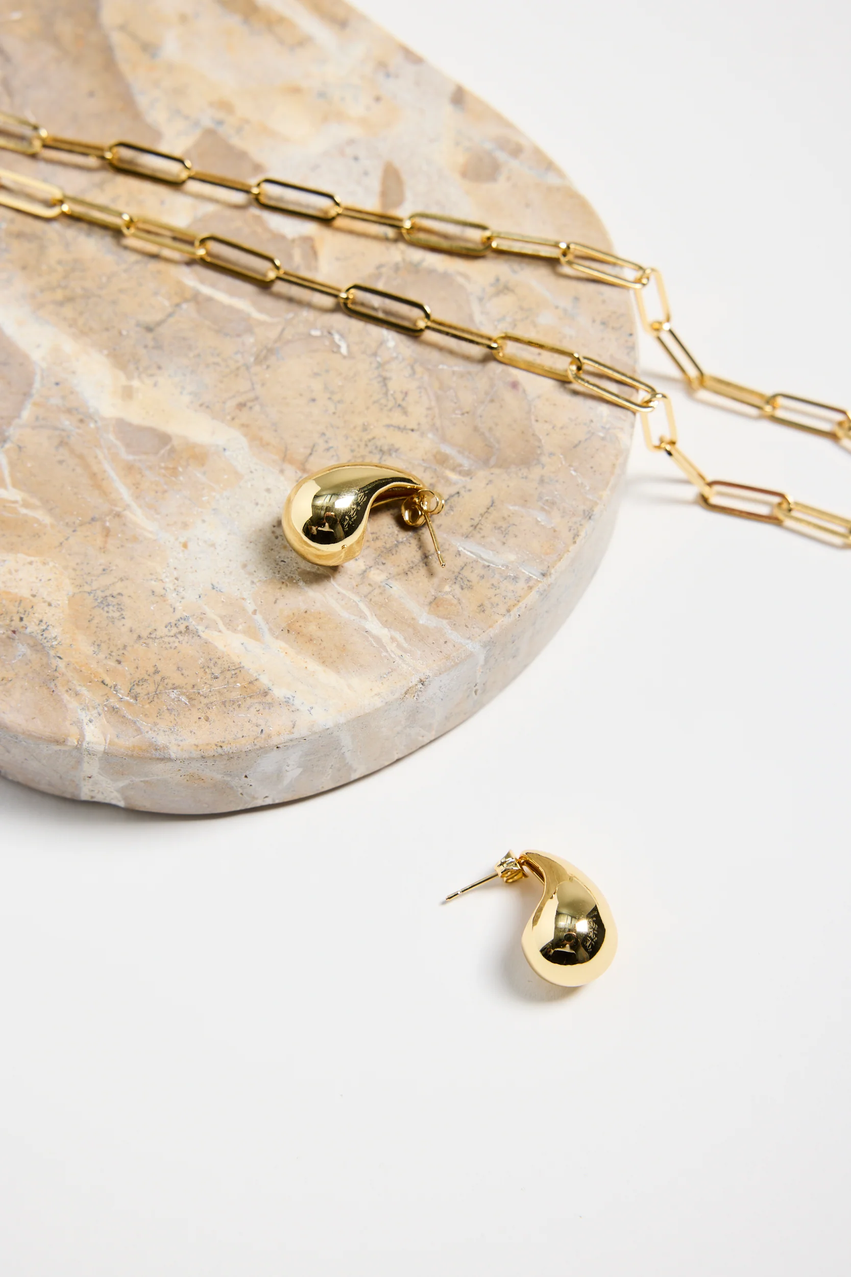 Tear Drop 14k Gold Plate Stud Earring - Image 4