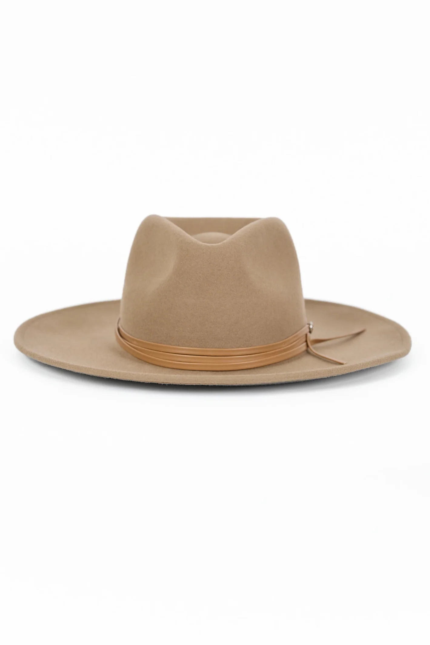 Tessa Taupe Stacked Trim Panama Adjustable Wool Hat - Image 2