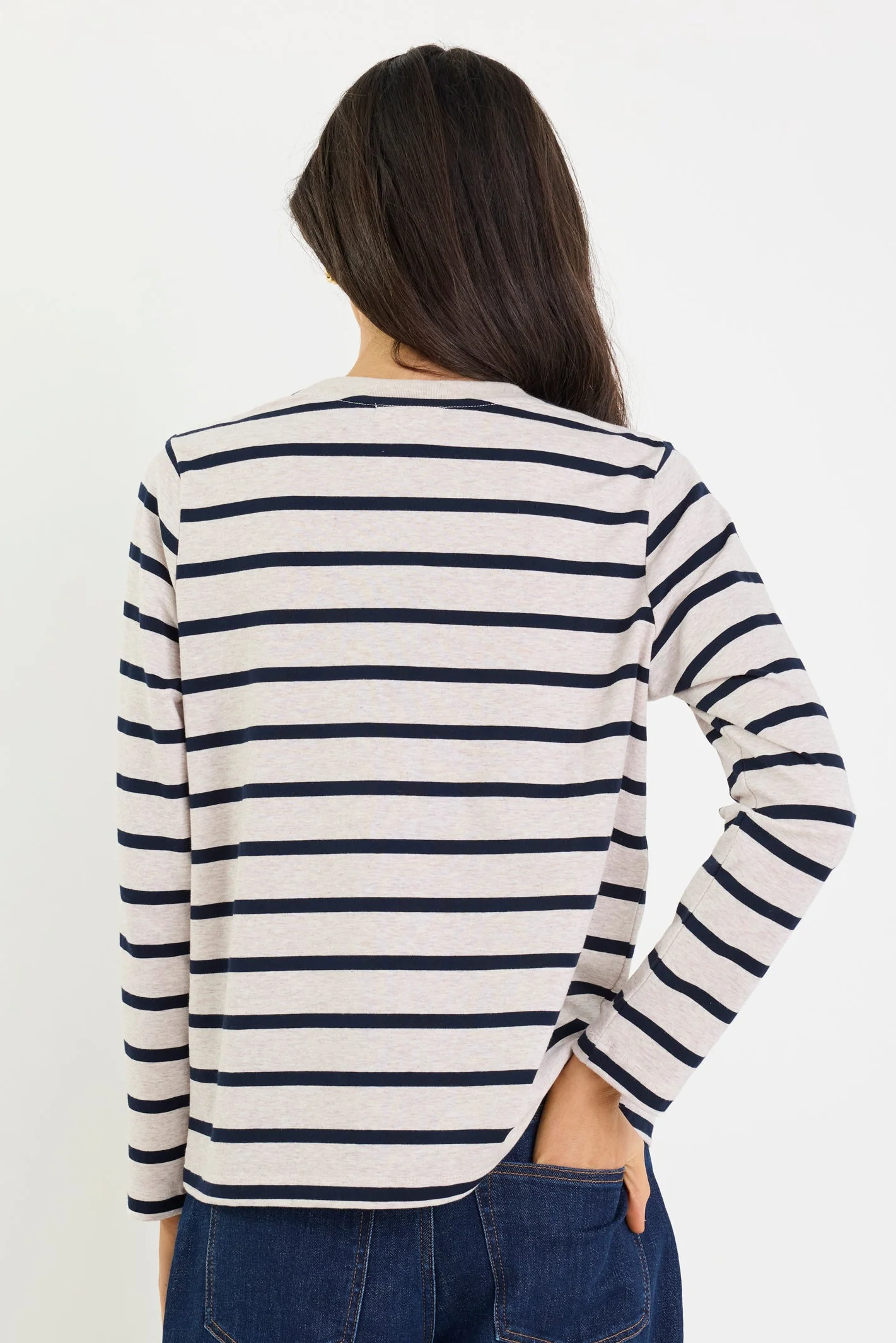 Tether Ecru Navy Stripe LS Boxy Tee - Image 5