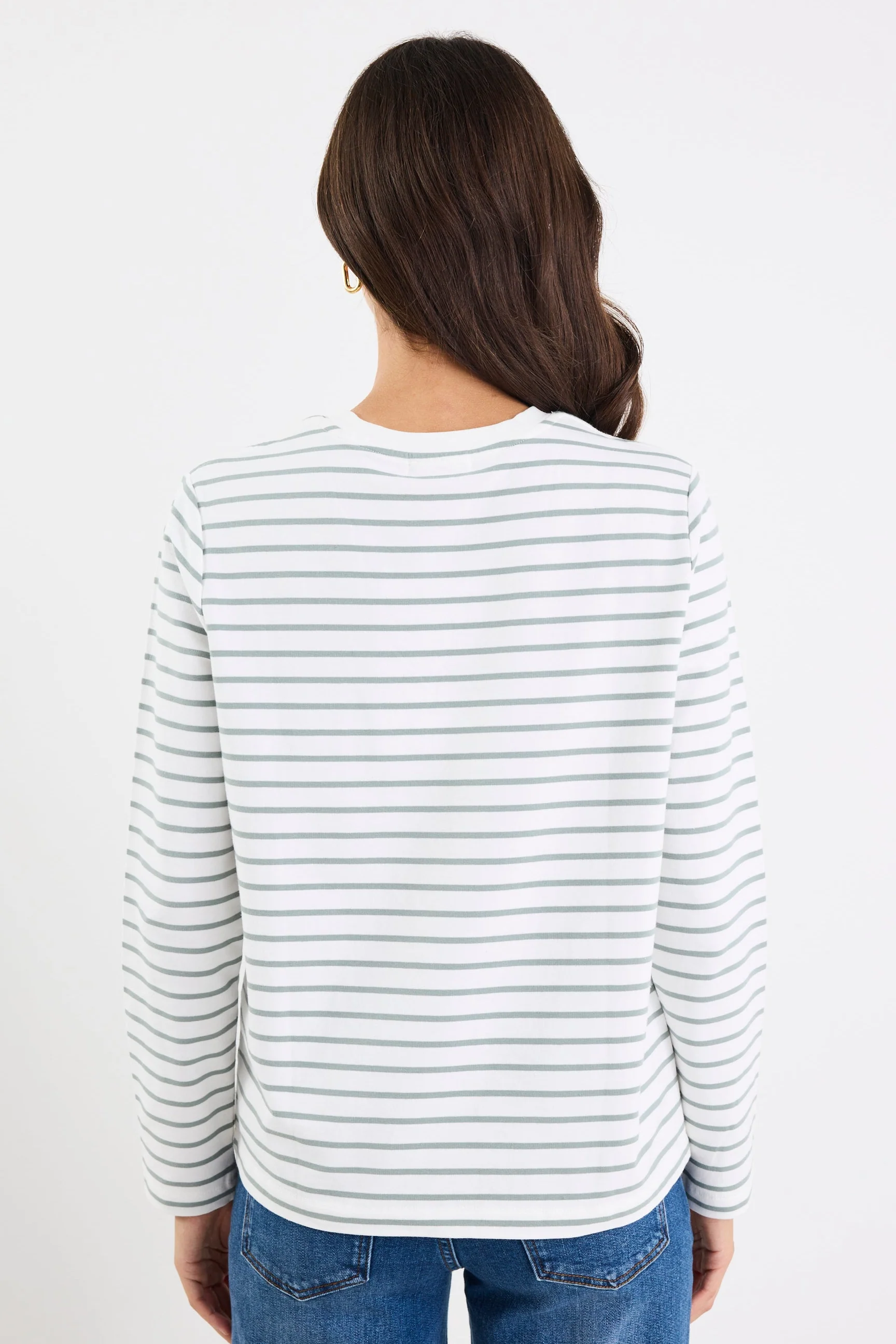 Tether Khaki White Stripe LS Boxy Tee - Image 4