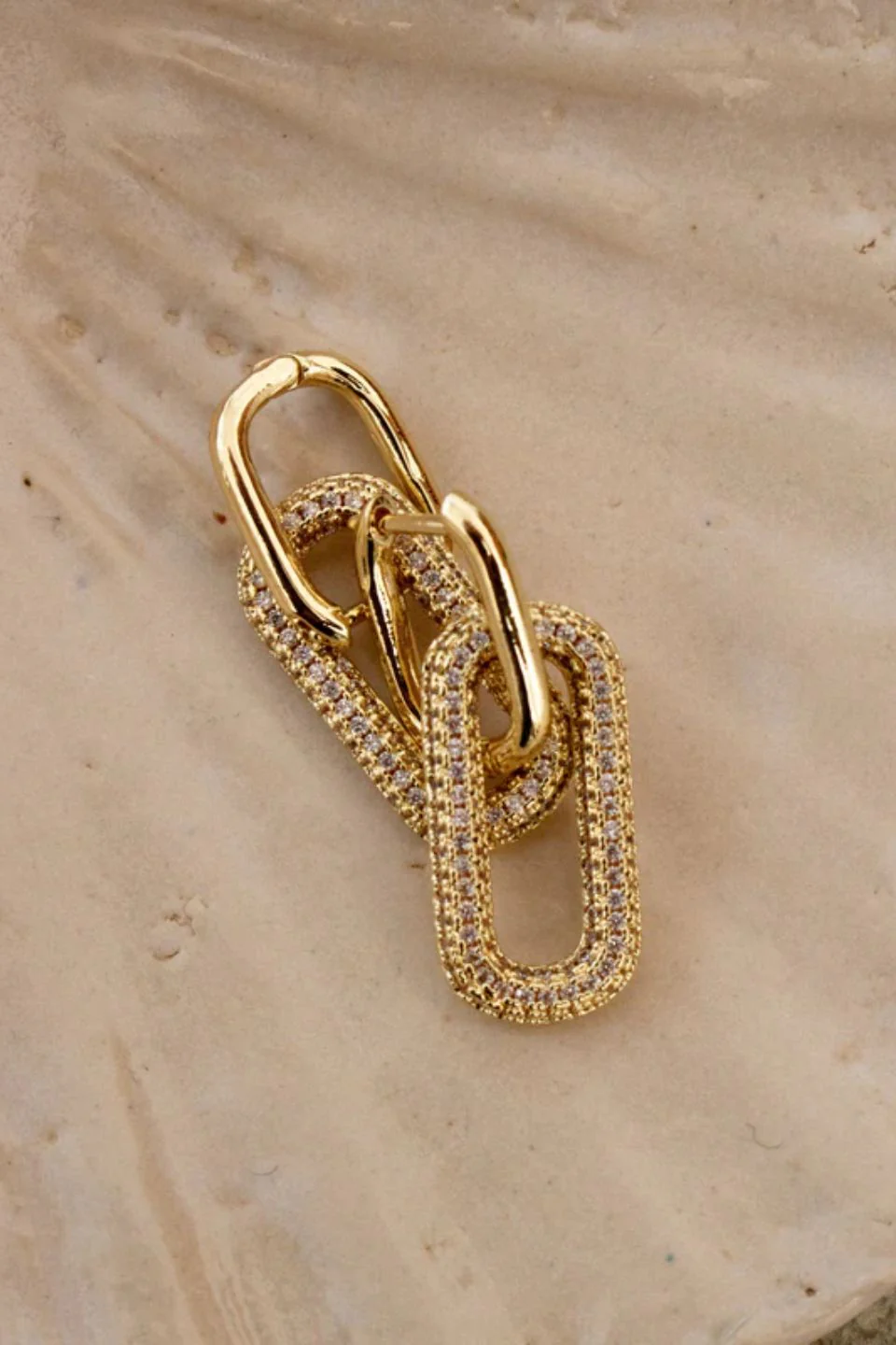 The Madison Gold Sparkle Rectangle Double Hoop Earring - Image 2