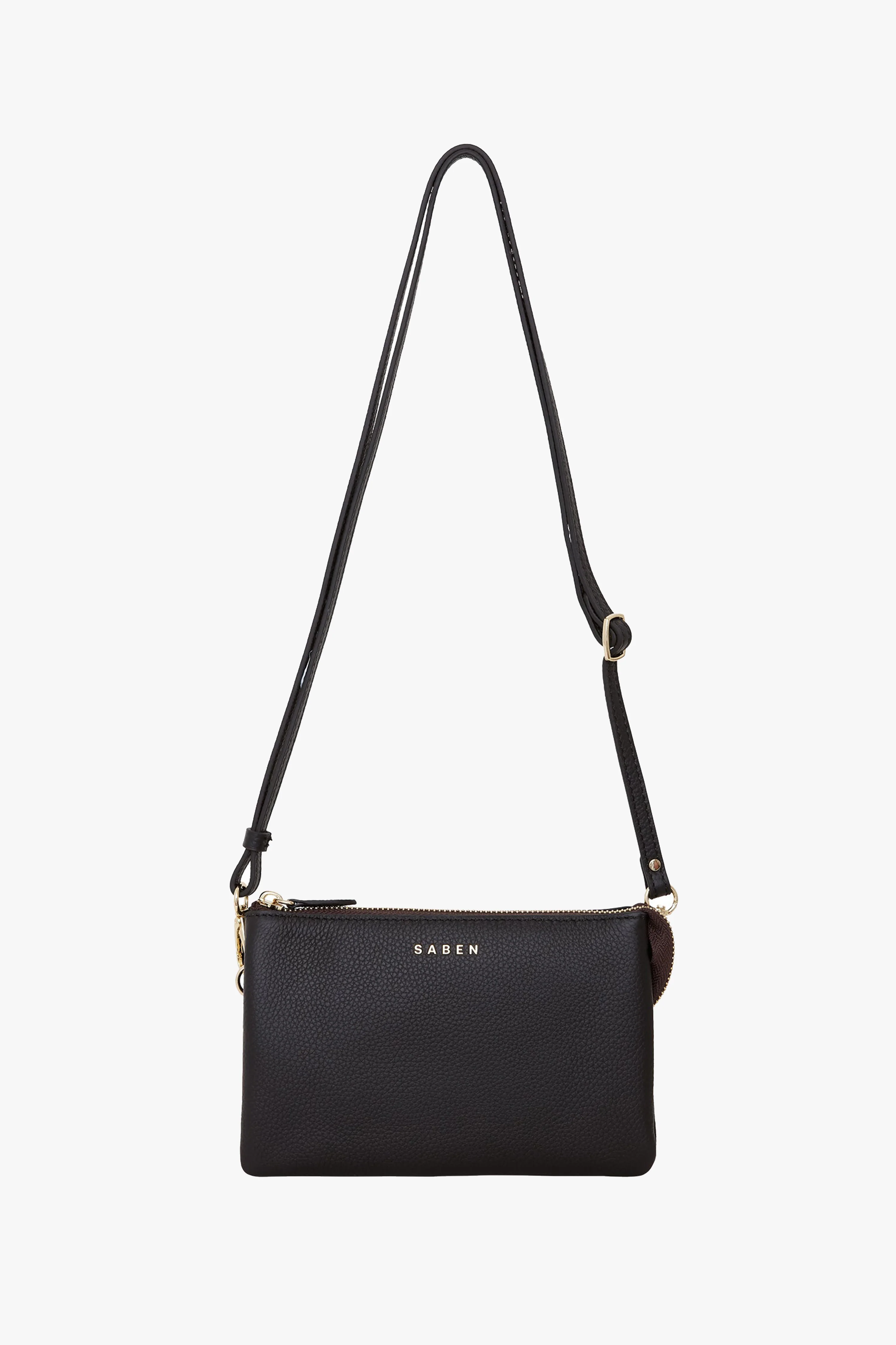 Tilly Multi Pocket Black Leather Crossbody Clutch - Image 4