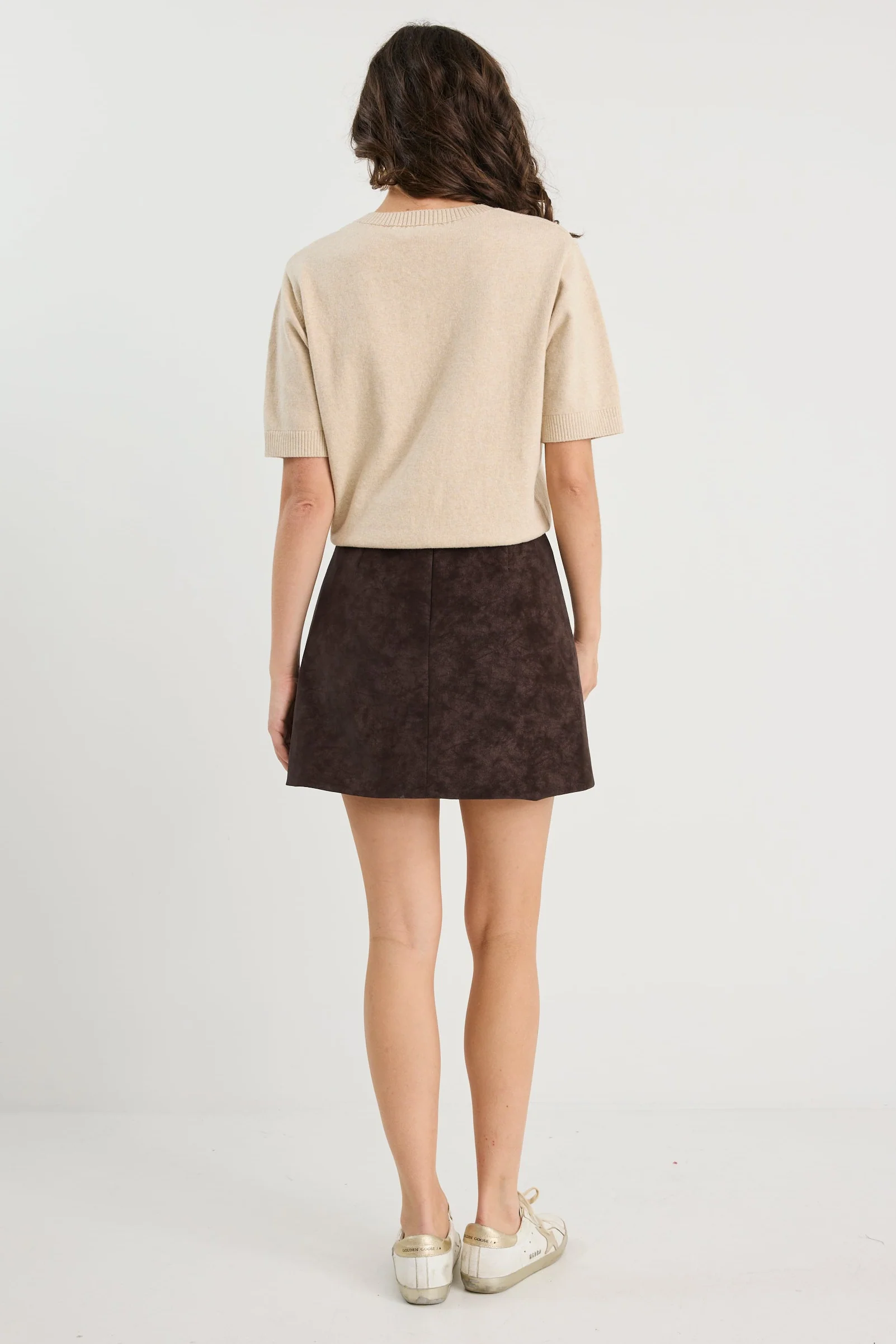 Timeless Chocolate Faux Suede Mini Skirt - Image 6
