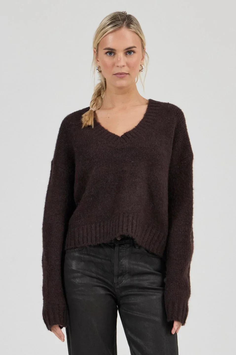 Tomboy Espresso V Neck Knit - Image 2