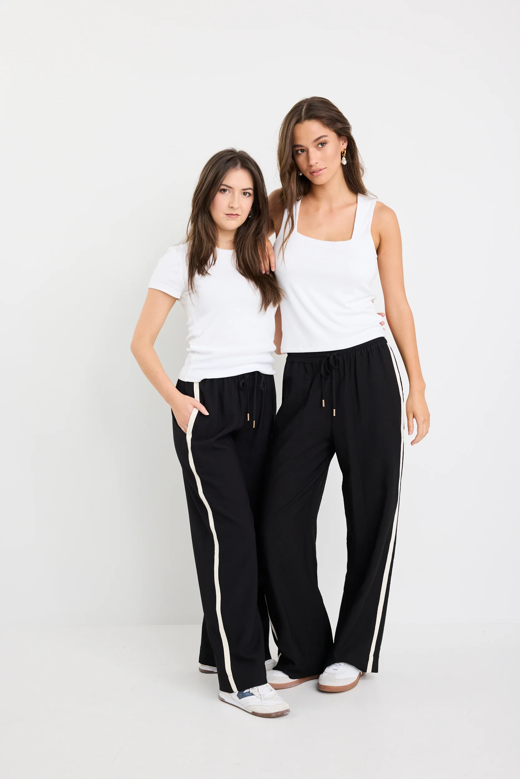 Townie Black Matte Petite Stripe Side Tape Wide Leg Pants - Image 6