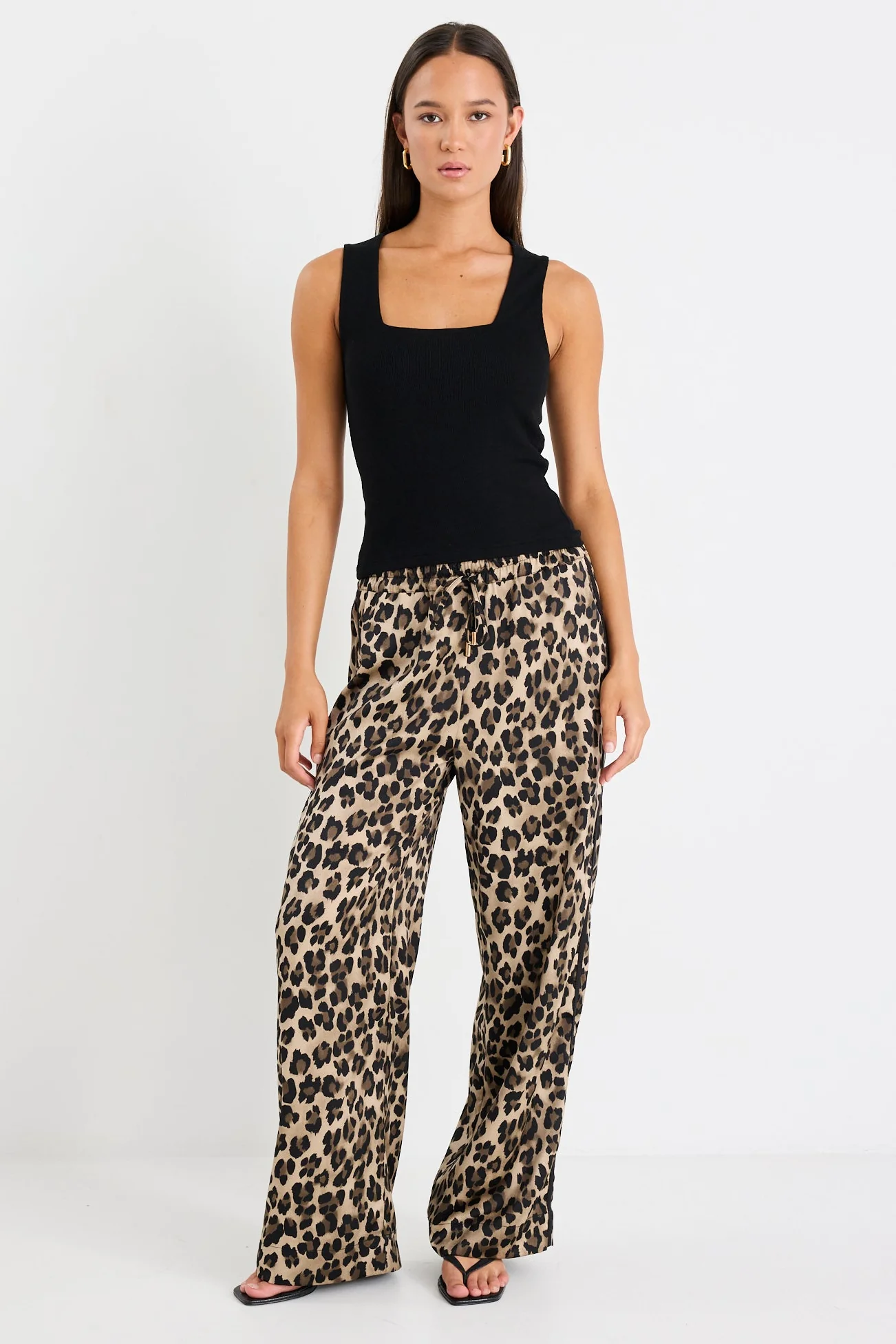 Townie Animal Satin Tape Side Elastic Waist Pants