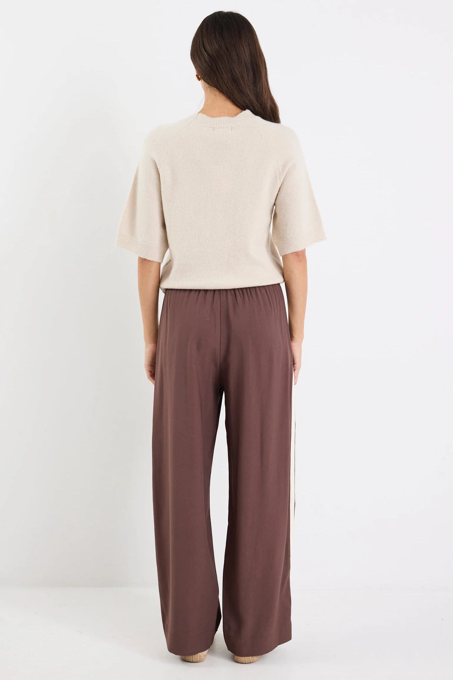 Townie Chocolate Stripe Side Tape Wide Leg Pants - Image 4