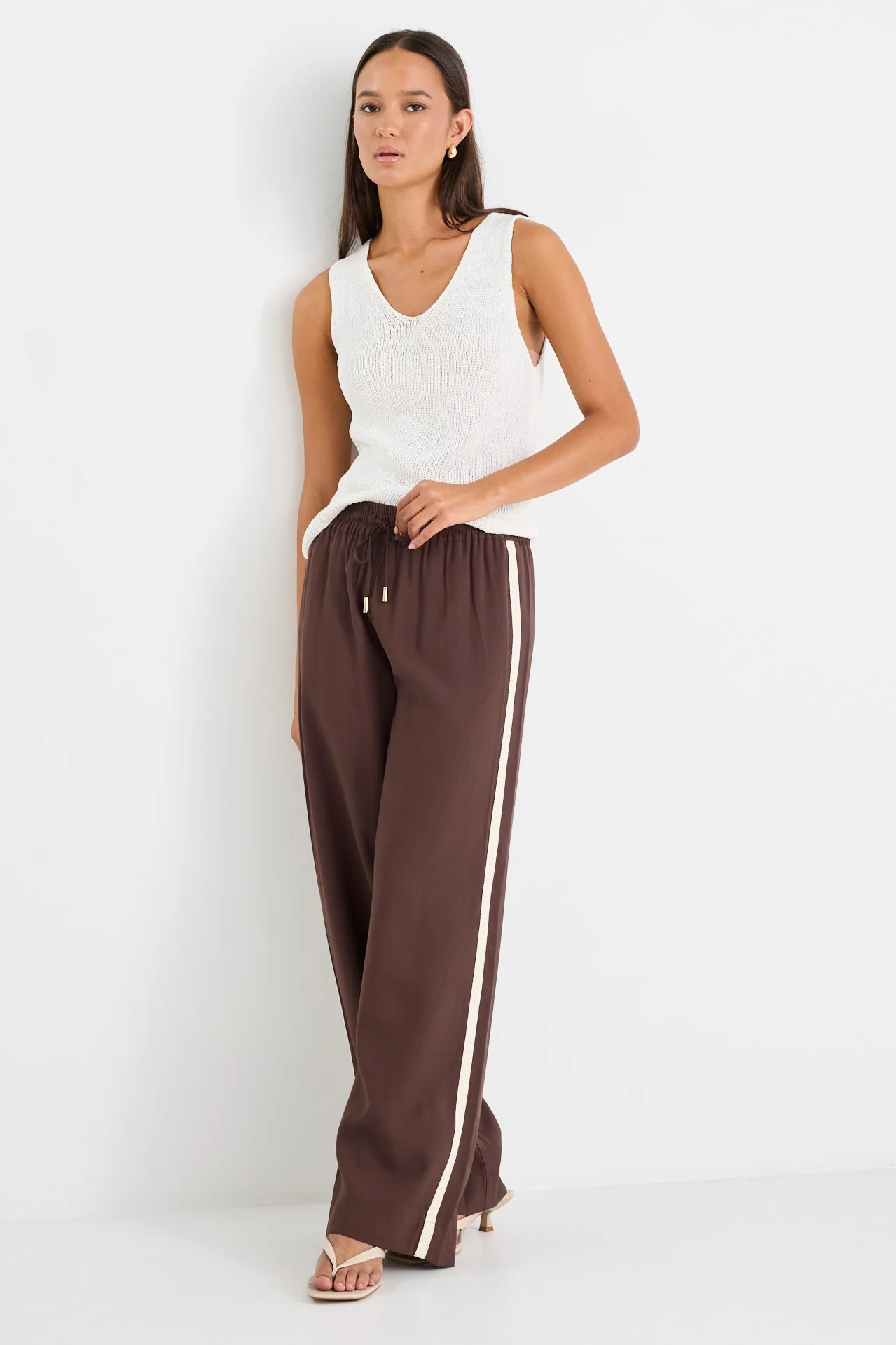 Townie Chocolate Stripe Side Tape Wide Leg Pants - Image 7