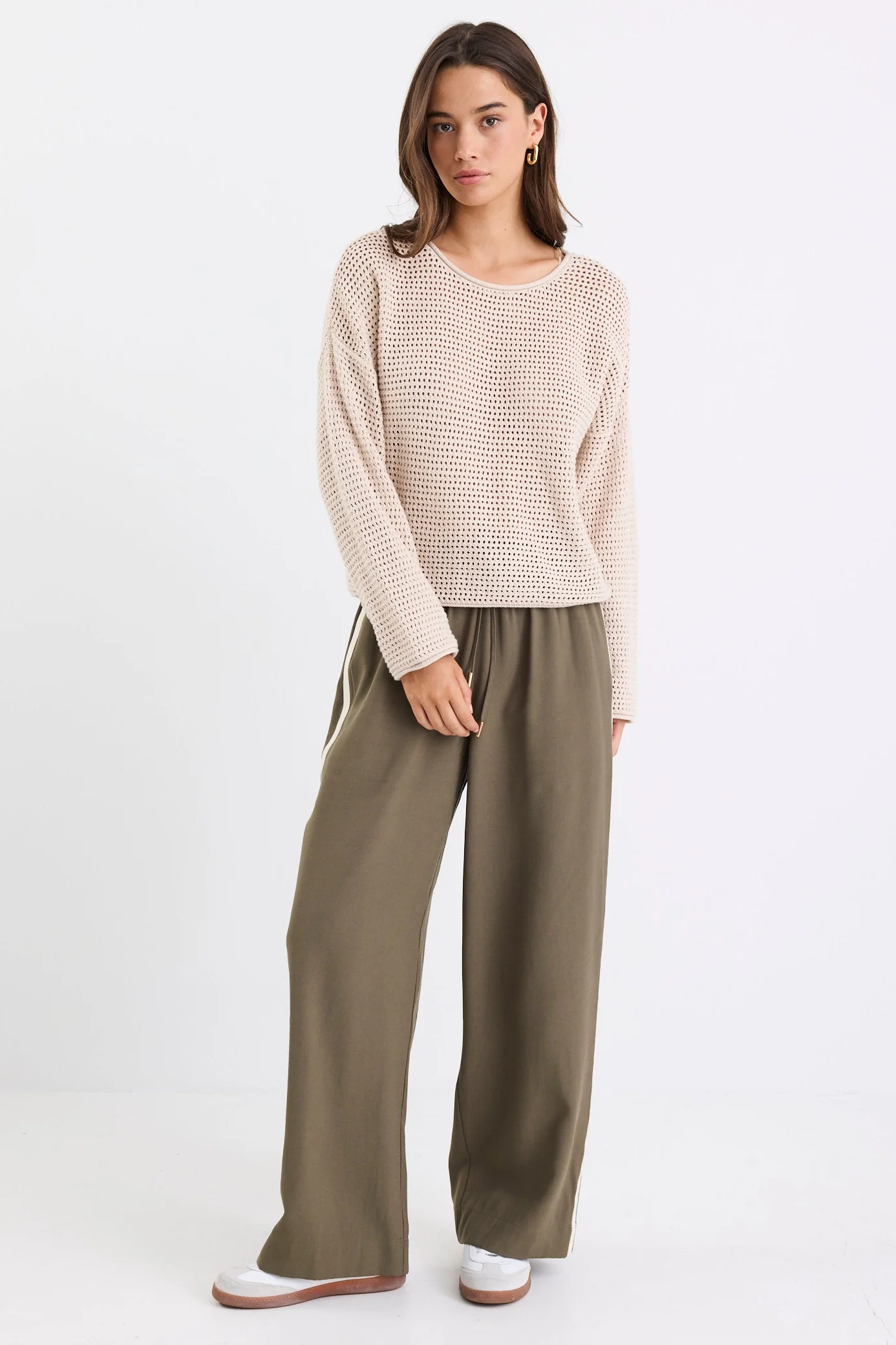 Townie Olive Stripe Side Tape Wide Leg Pants - Image 7