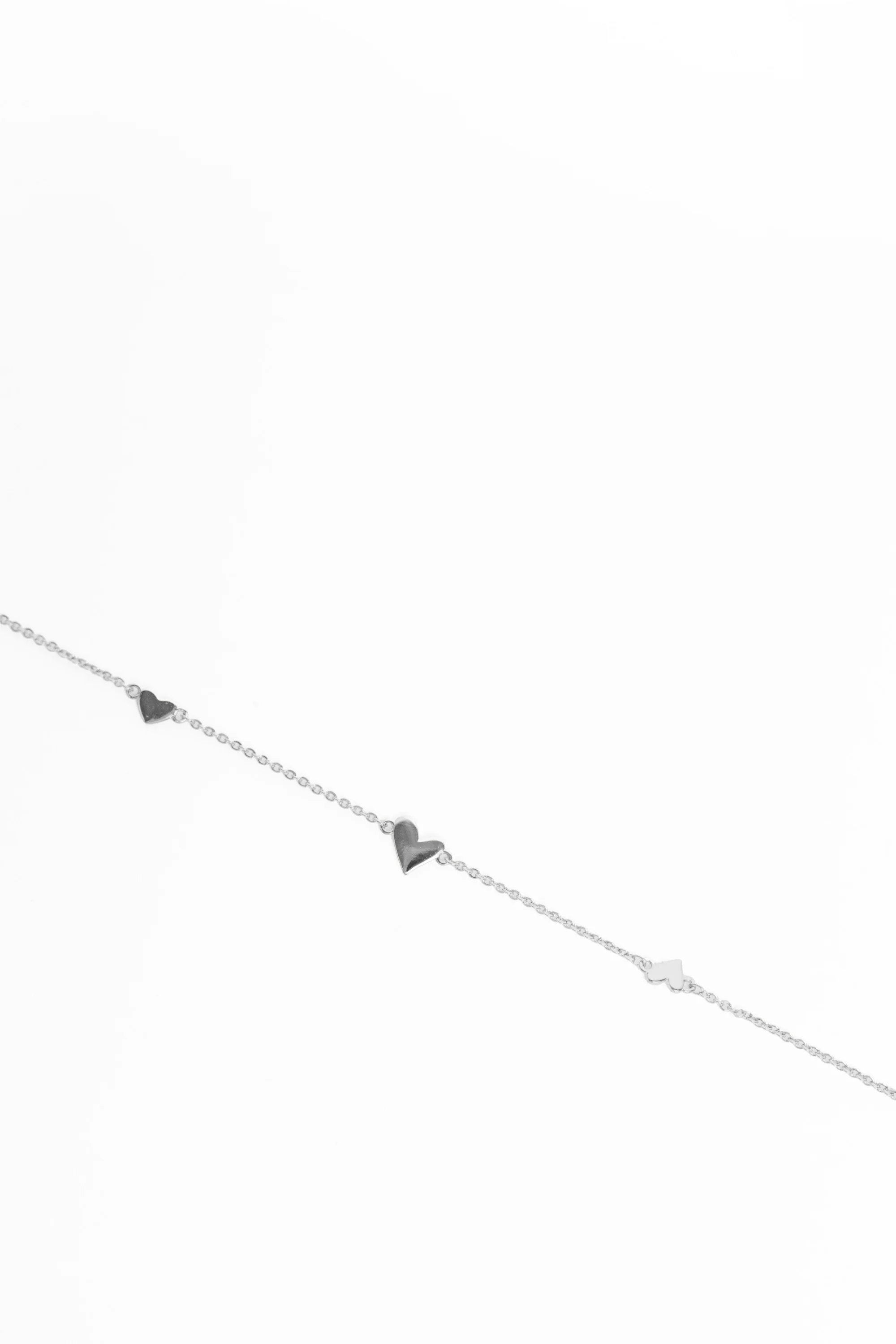 Triple Heart Charm Sterling Silver Plate Plate Bracelet - Image 2