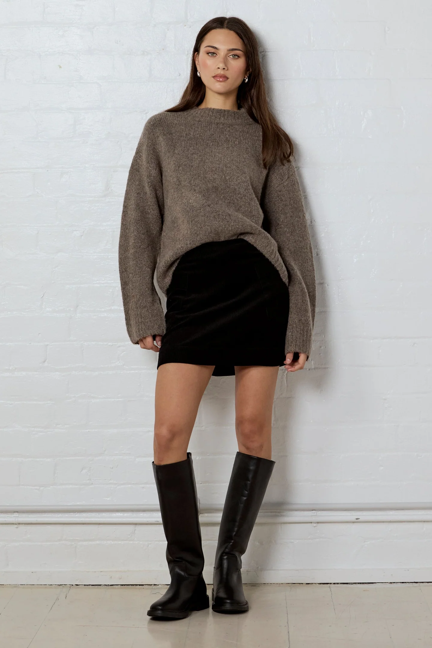 Valid Black Cord Mini Skirt