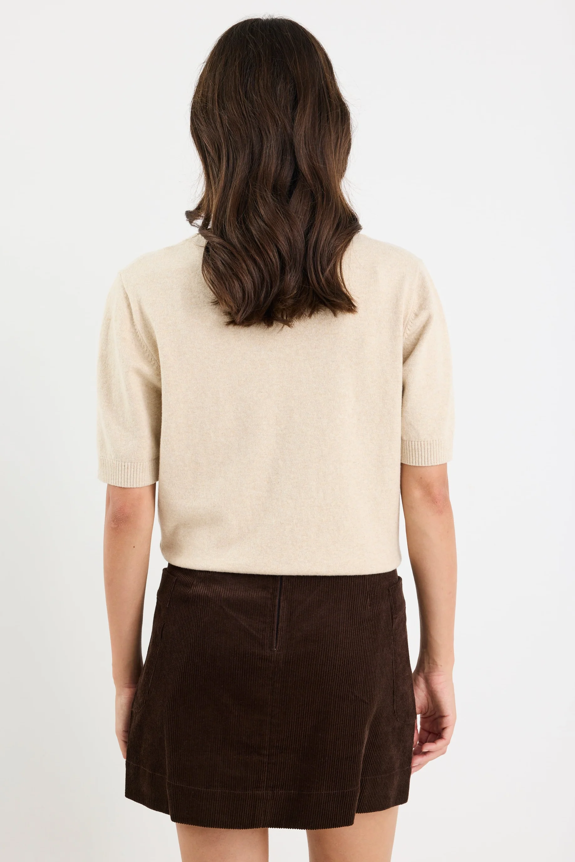 Valid Chocolate Cord Mini Skirt - Image 5