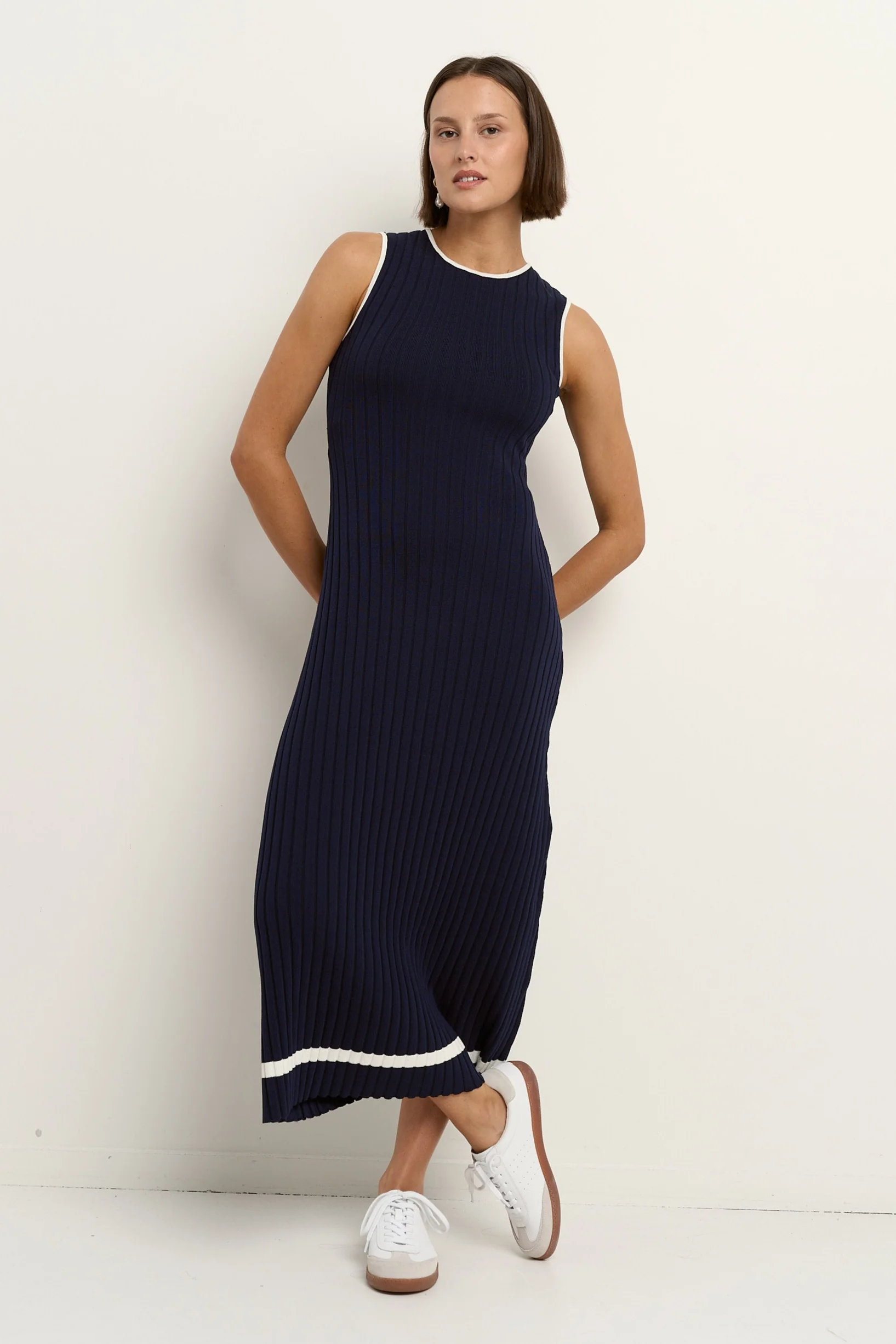 Vanity Navy Rib Sleeveless Knit Maxi Dress