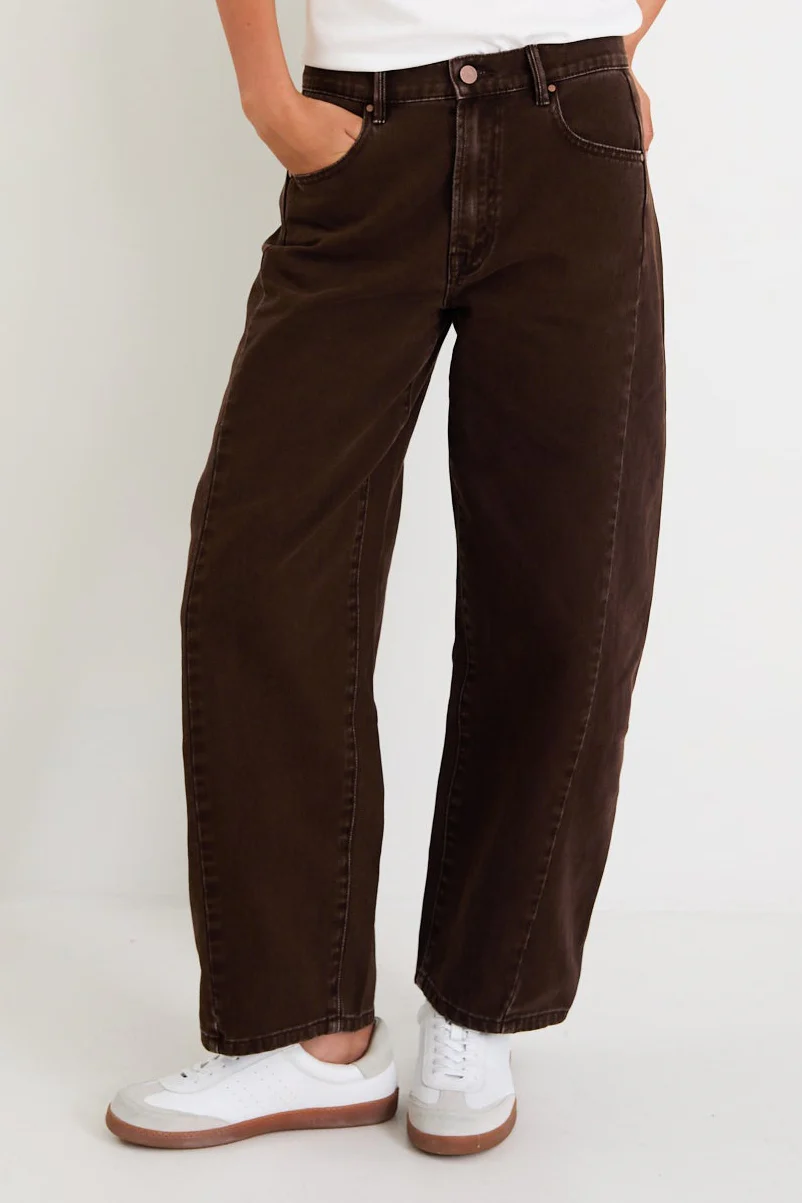 Varsity Chocolate Forward Seam Barrel Jeans - Image 3