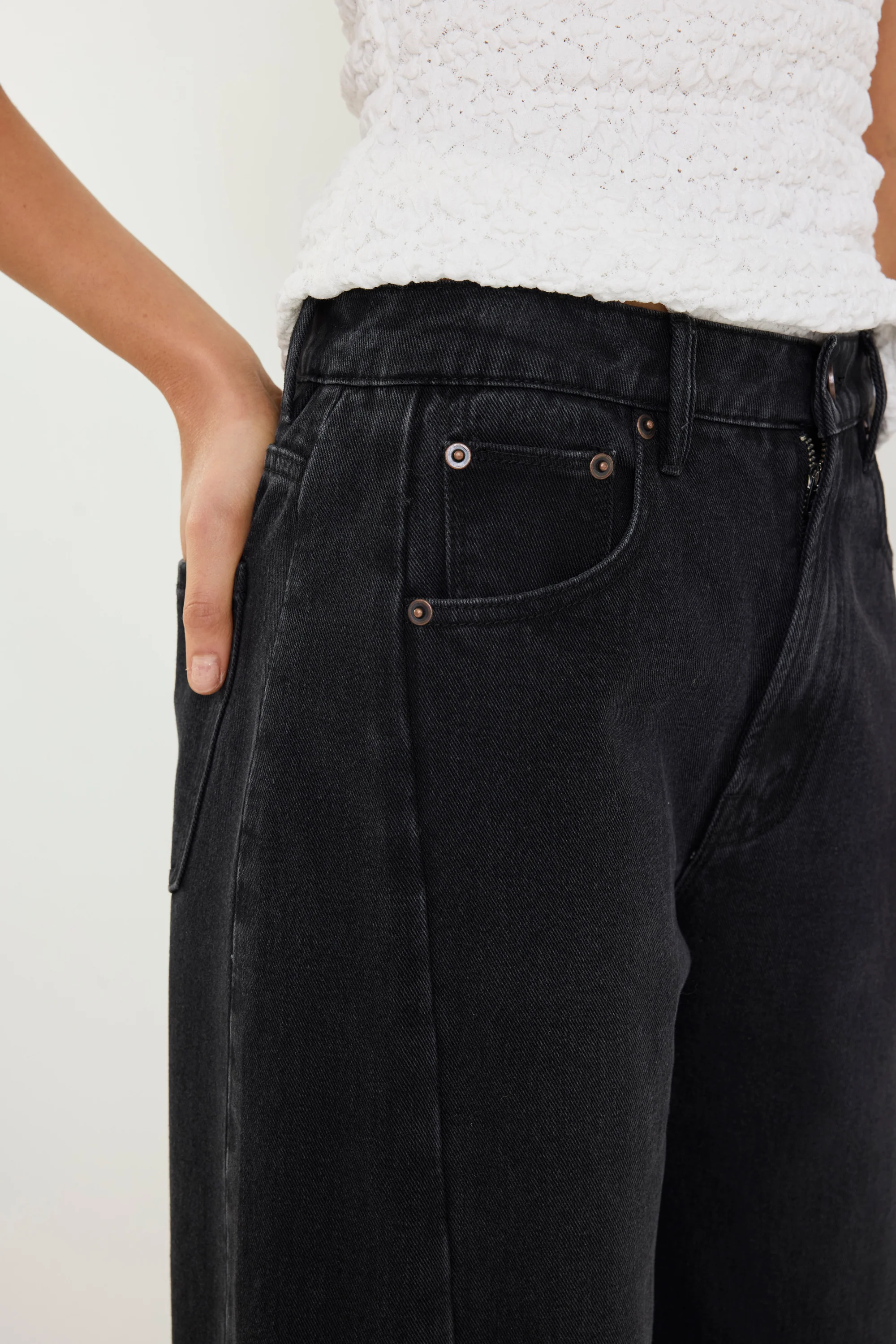 Varsity Black Wash Forward Seam Barrel Jeans - Image 4