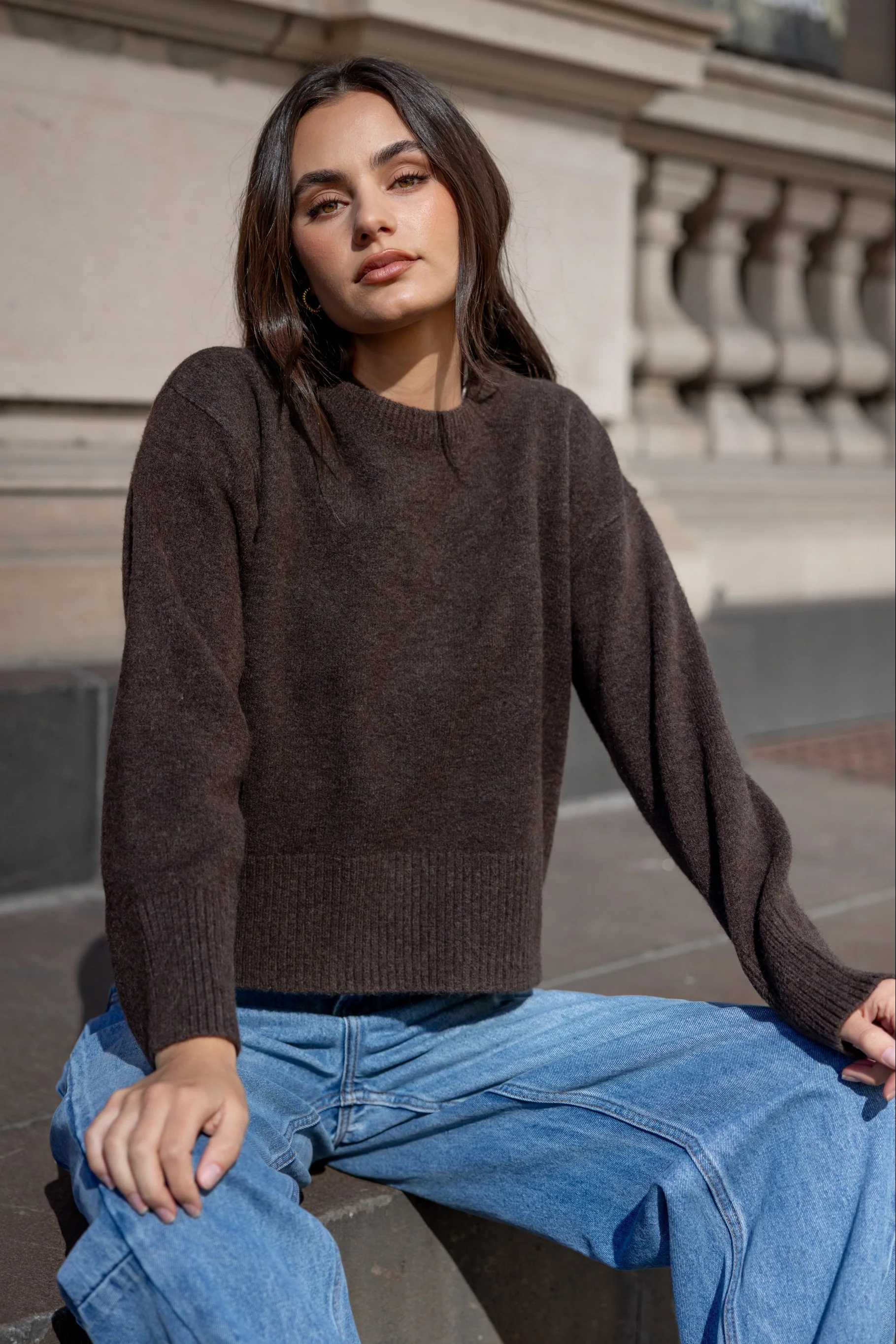 Veracious Chocolate Crewneck Relaxed Jumper - Image 2