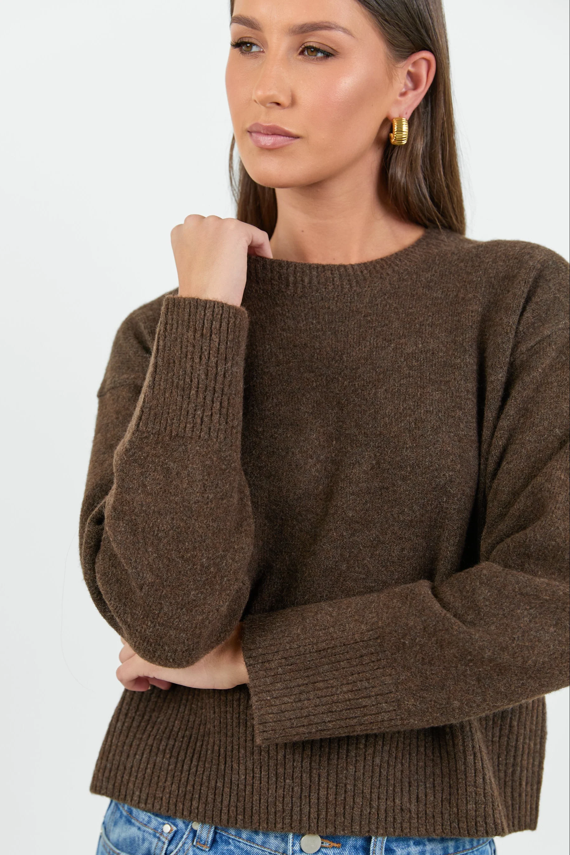 Veracious Chocolate Crewneck Relaxed Jumper - Image 4