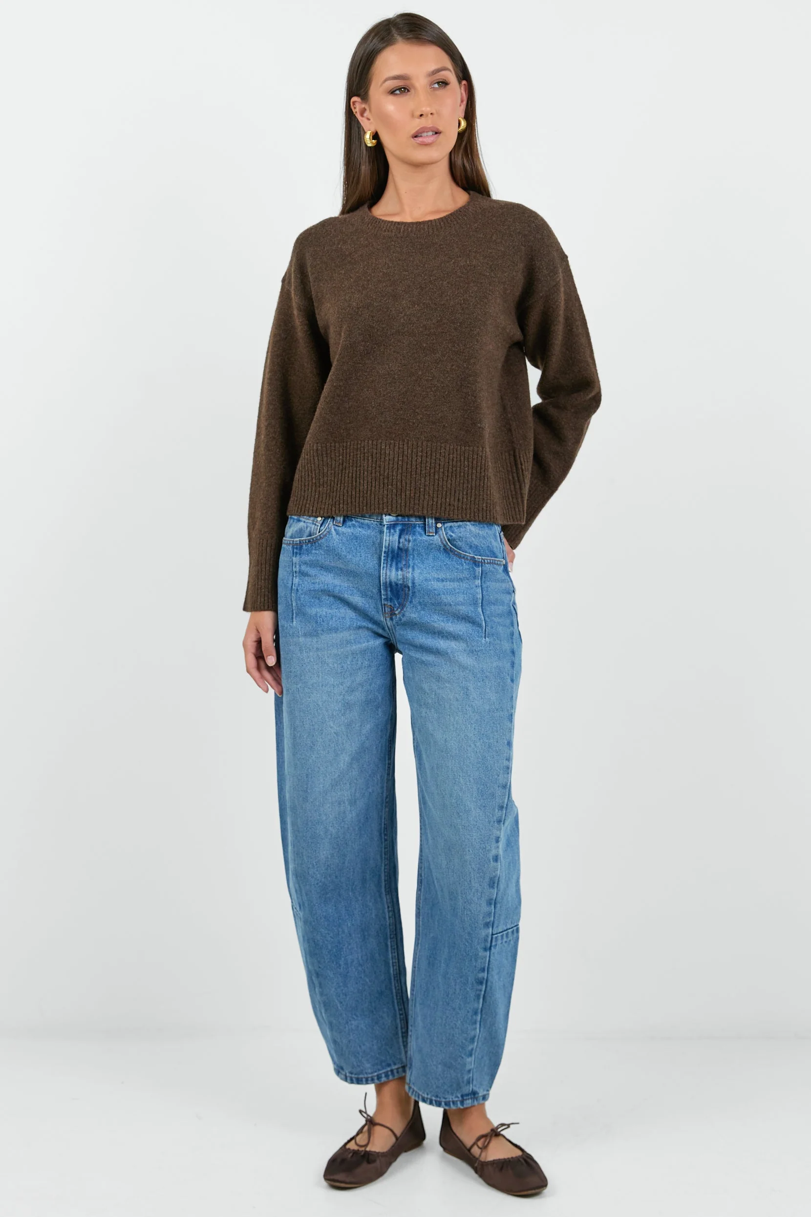 Veracious Chocolate Crewneck Relaxed Jumper - Image 5