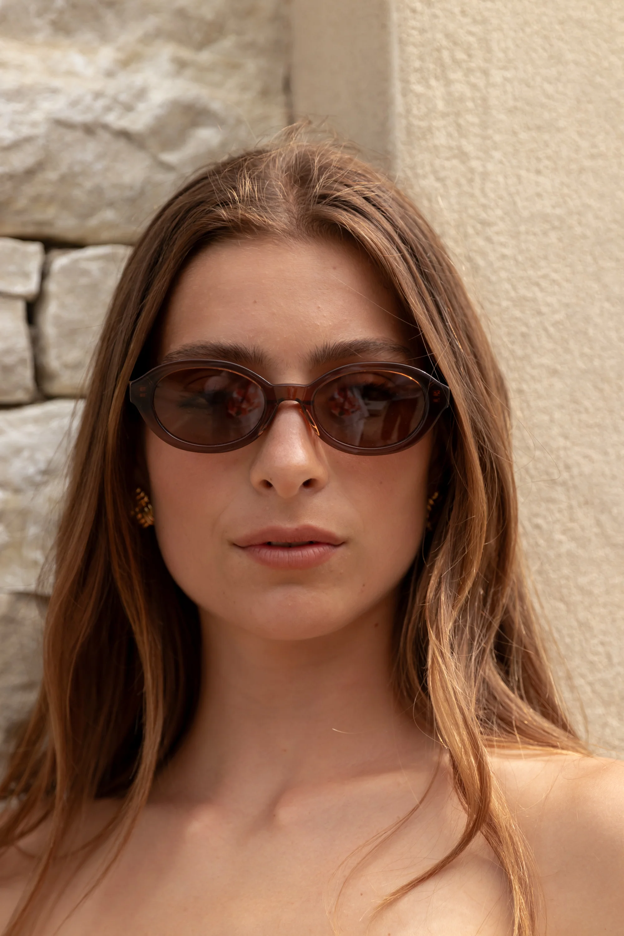 Vienna Espresso Oval Sunglasses - Image 2