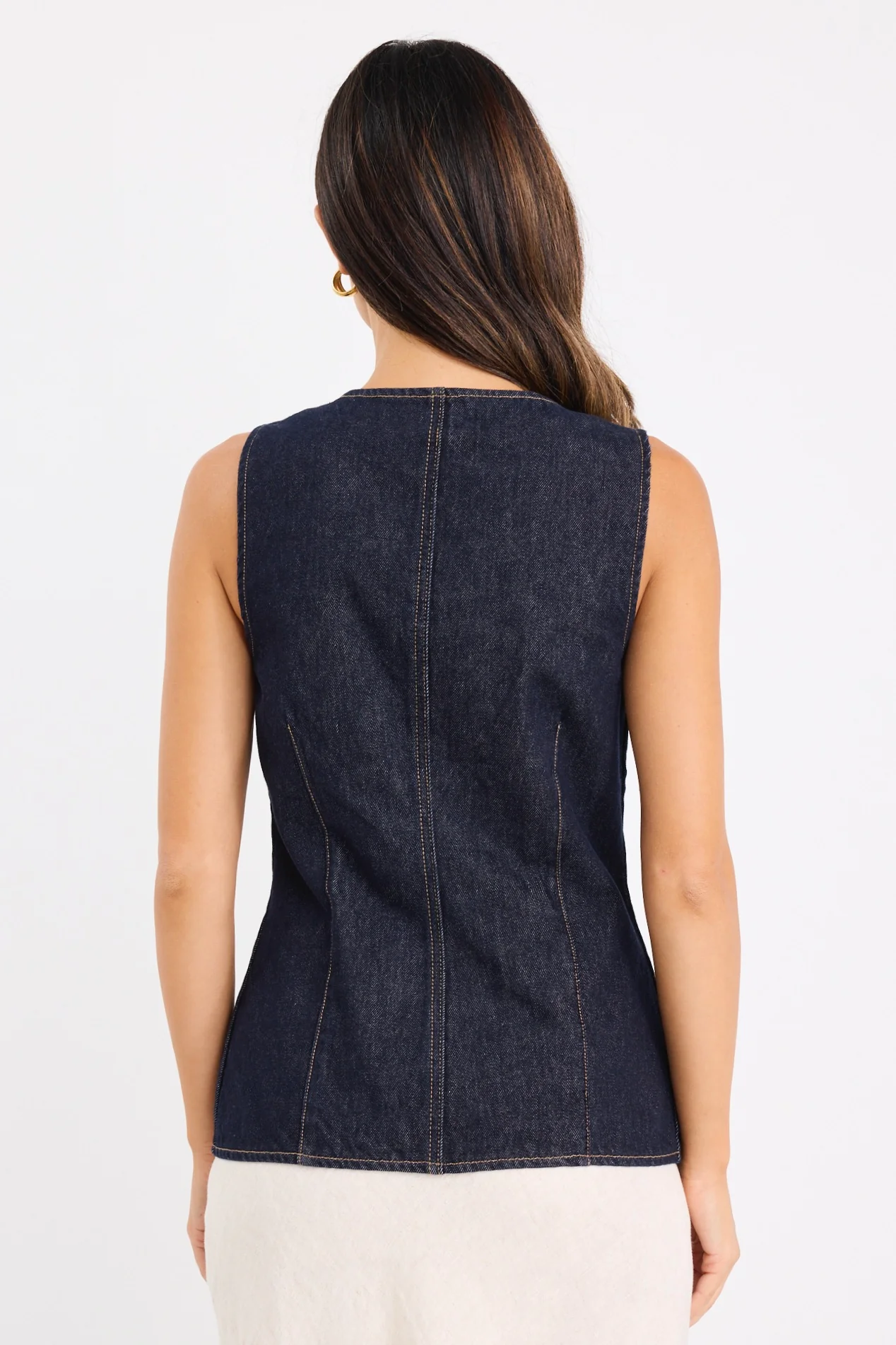 View Indigo Denim Square Neck Vest - Image 4