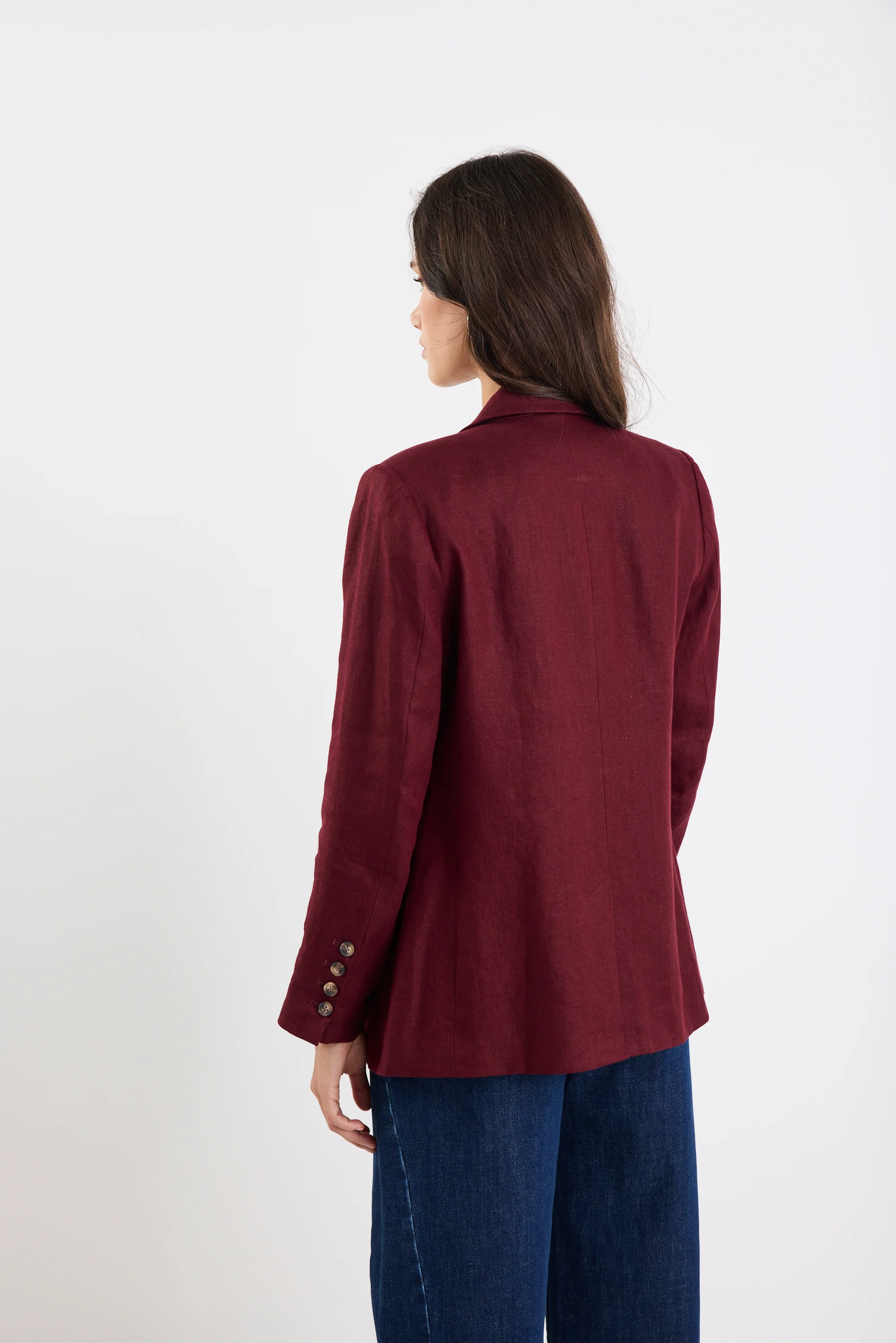 Voyant Burgundy Single Breasted Longline Blazer - Image 7