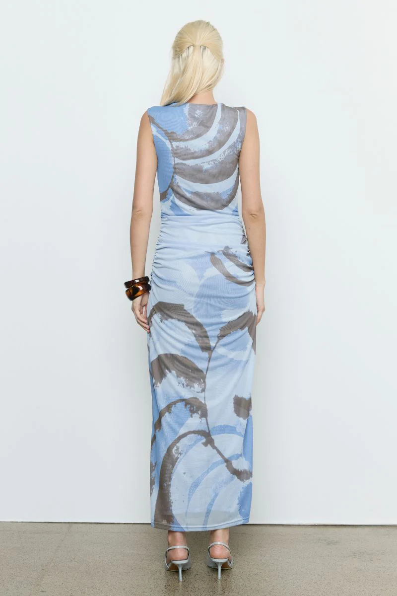 Whirl Slate Mesh Print Sleeveless Maxi Dress - Image 4