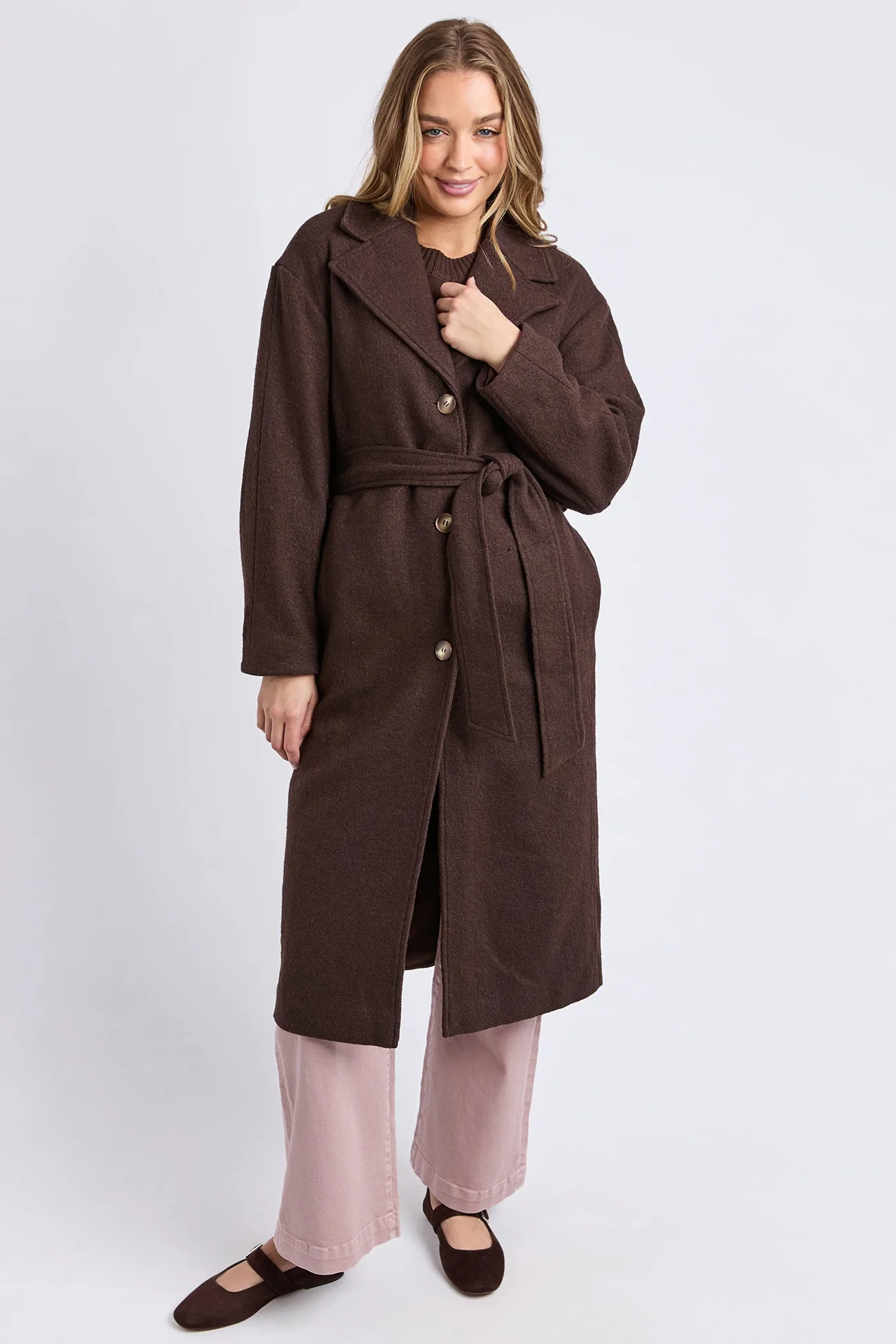 Whistler Coffee Bean Waist Tie Coat
