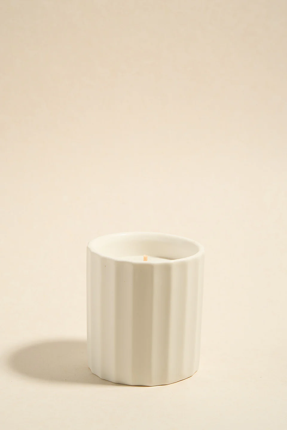 Wide Rib White Ceramic Scented Candle
